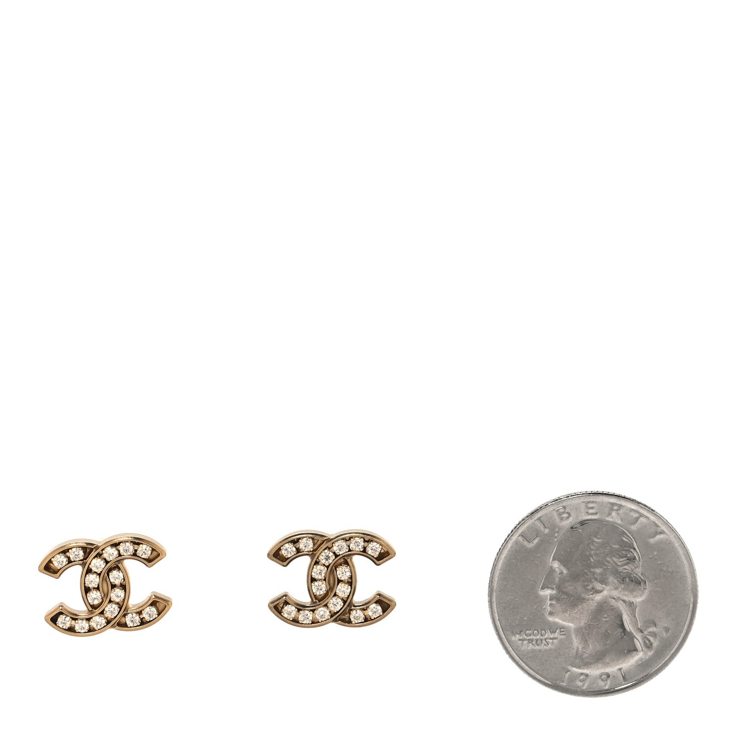 Matte Metal Crystal CC Earrings Gold