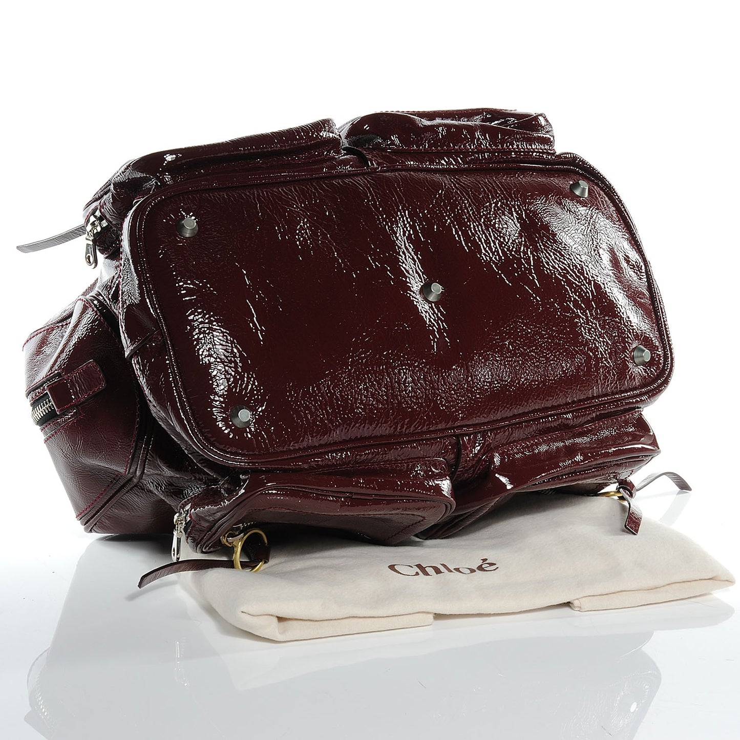 Crinkled Patent Betty Shoulder Bag Burgundy