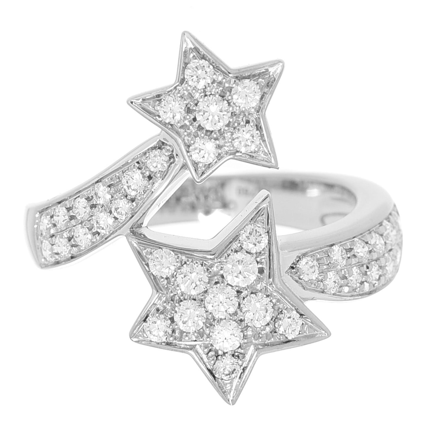 18K White Gold Diamond Comete Geode Ring 52 6