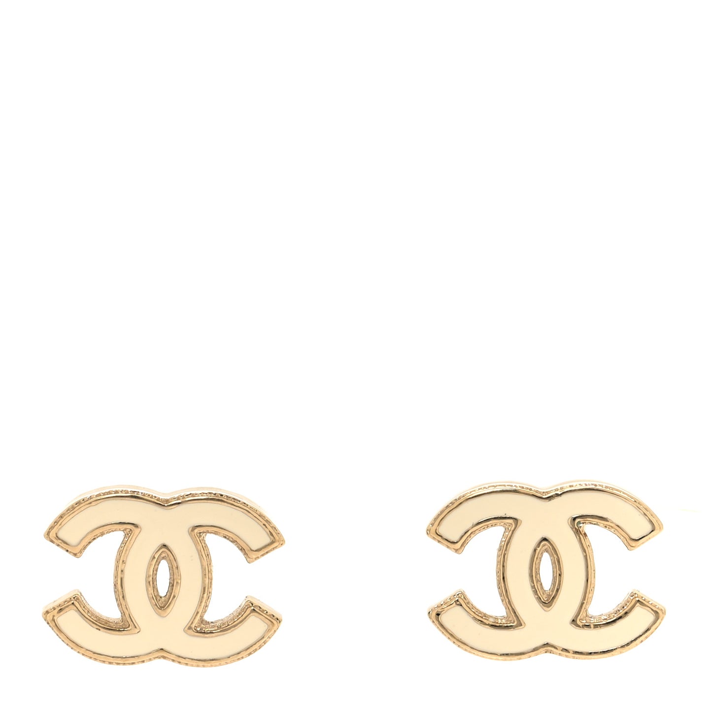Enamel CC Earrings Gold White