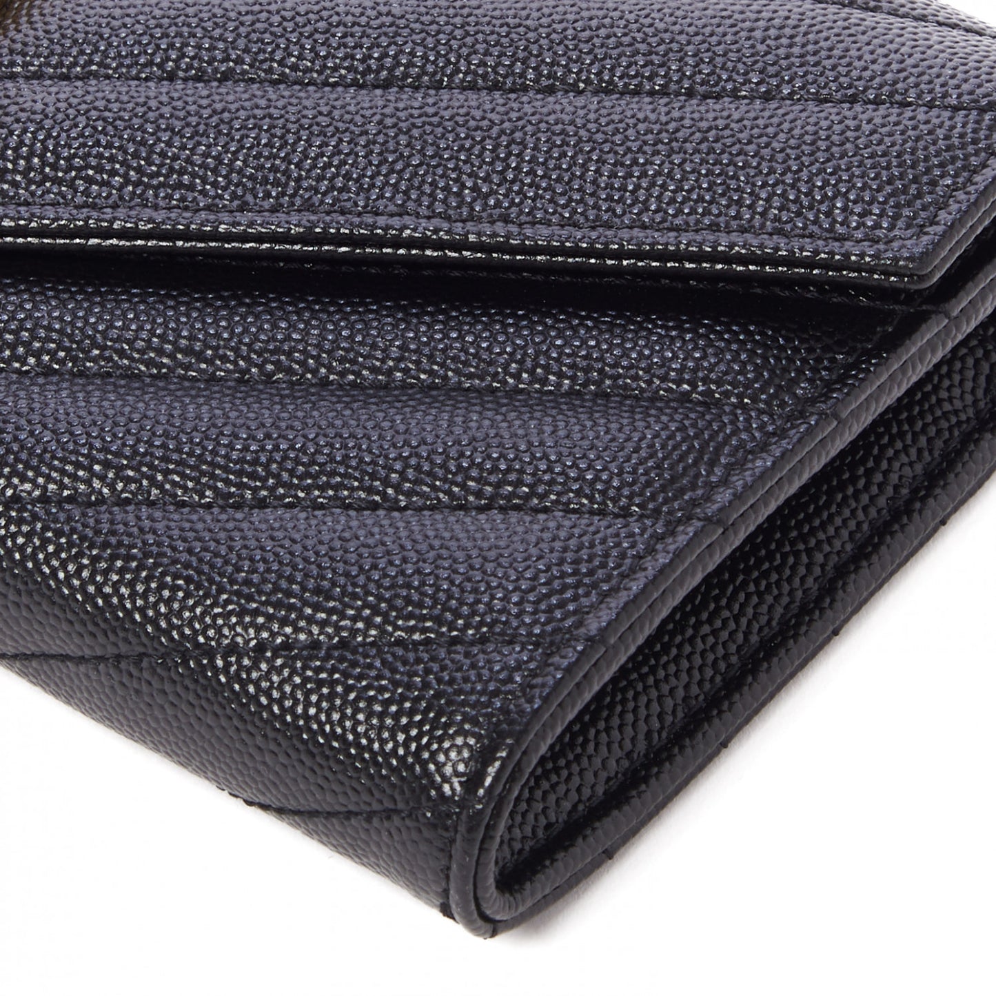 Grain De Poudre Matelasse Chevron Monogram Flap Wallet Black