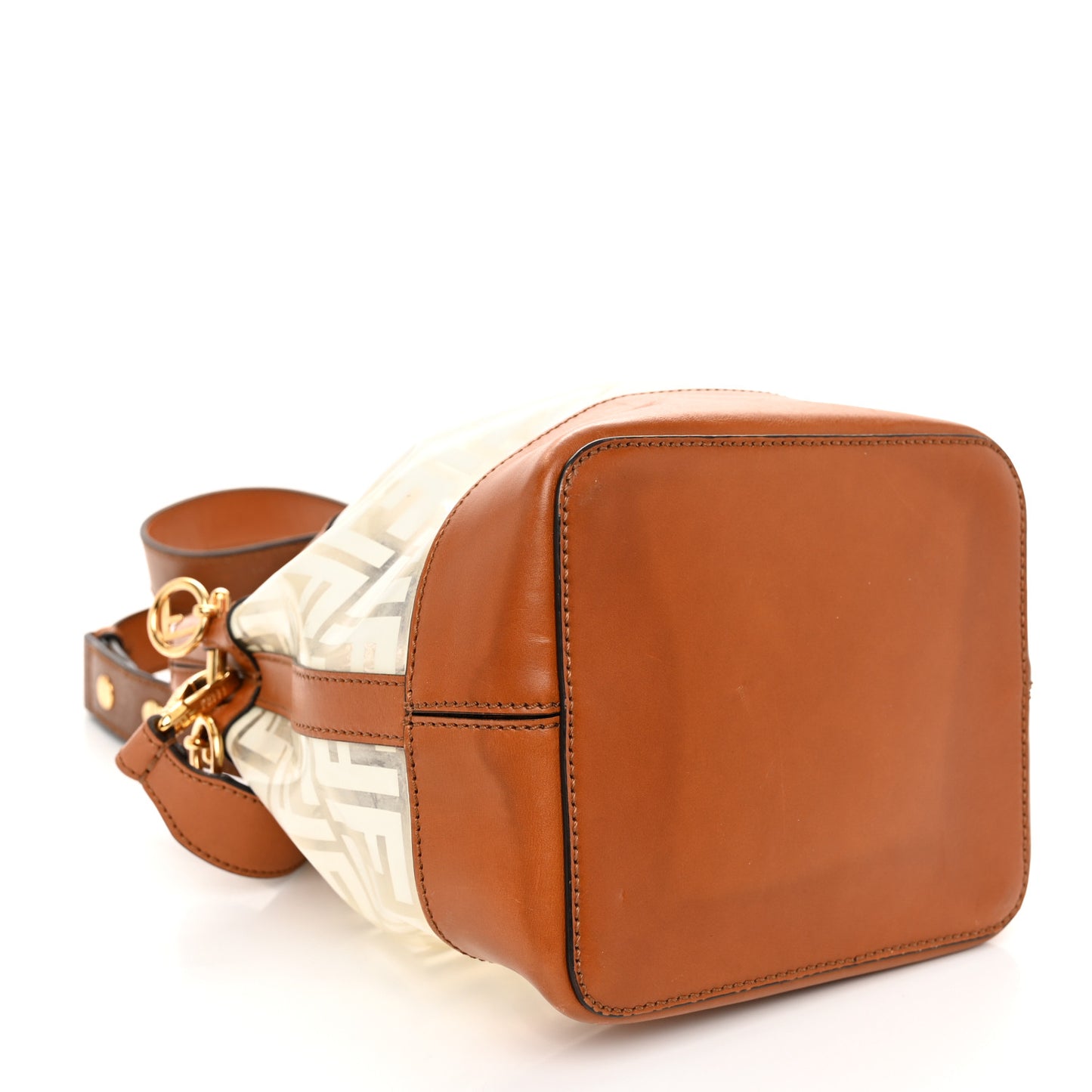 TPU FF Vitello Aura F is Fendi Grande Mon Tresor Bucket Bag White Cuoio