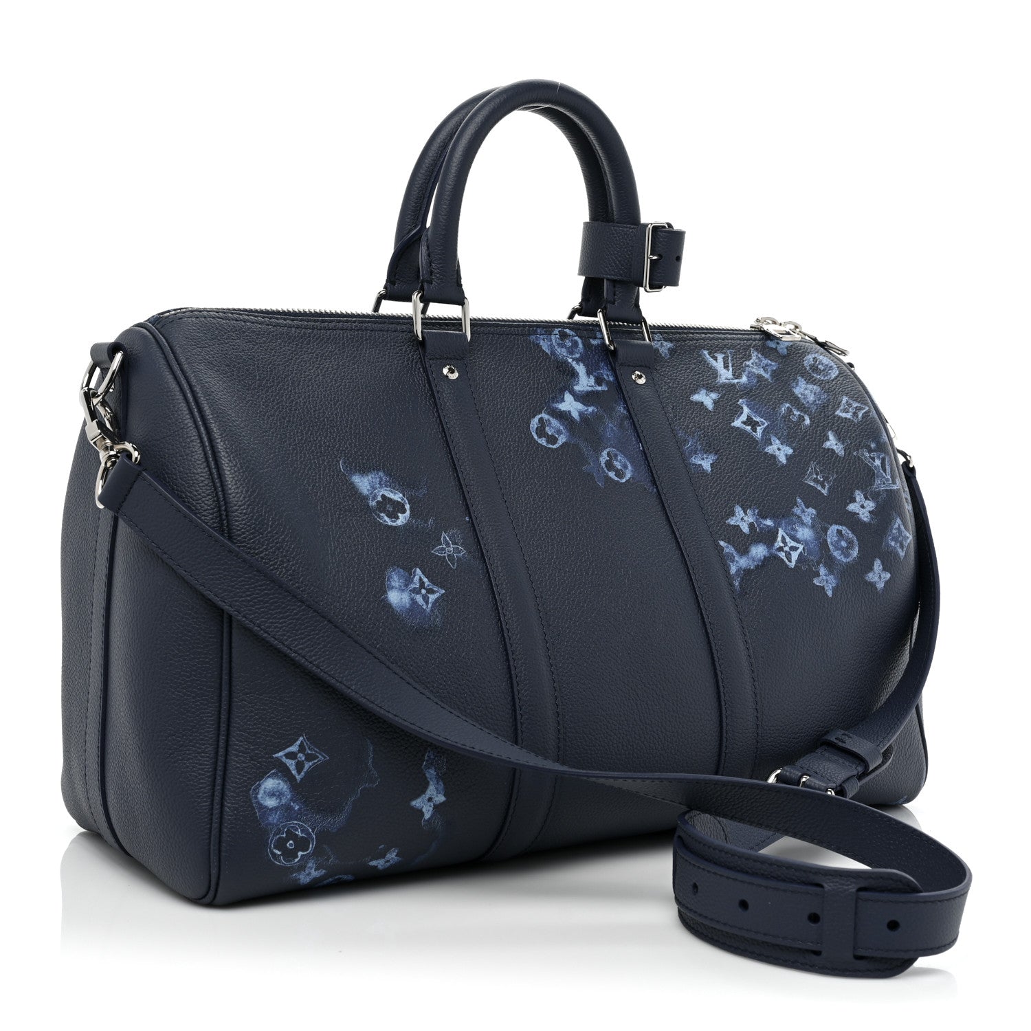 Louis Vuitton Monogram Ink Watercolor Keepall Bandouliere 40 Blue 3 of 7