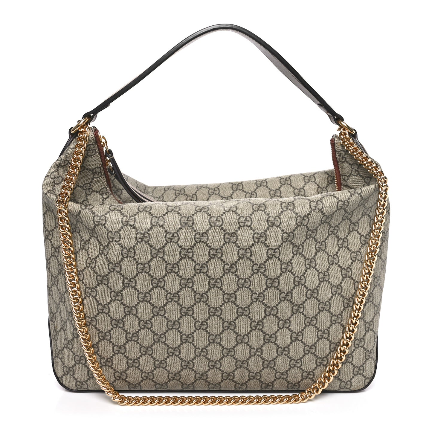GG Supreme Monogram Large Linea A Hobo Light Brown