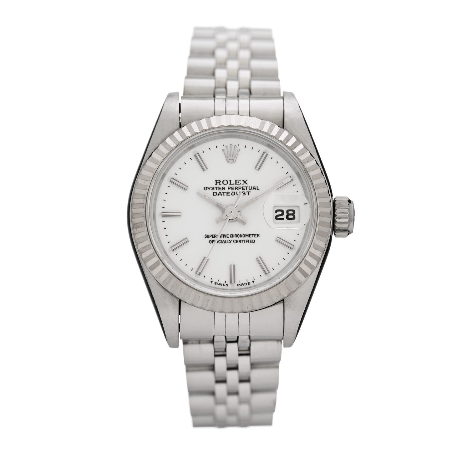 Stainless Steel 18K White Gold 26mm Oyster Perpetual Datejust Watch White 69174