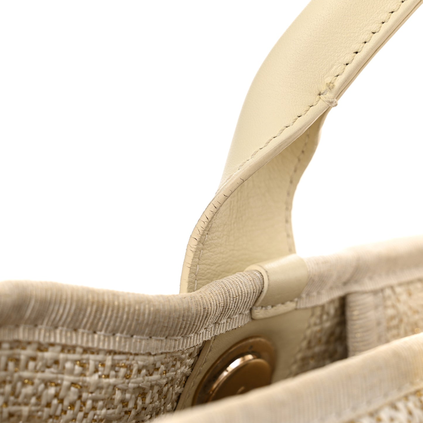 Lurex Boucle Medium Deauville Tote White