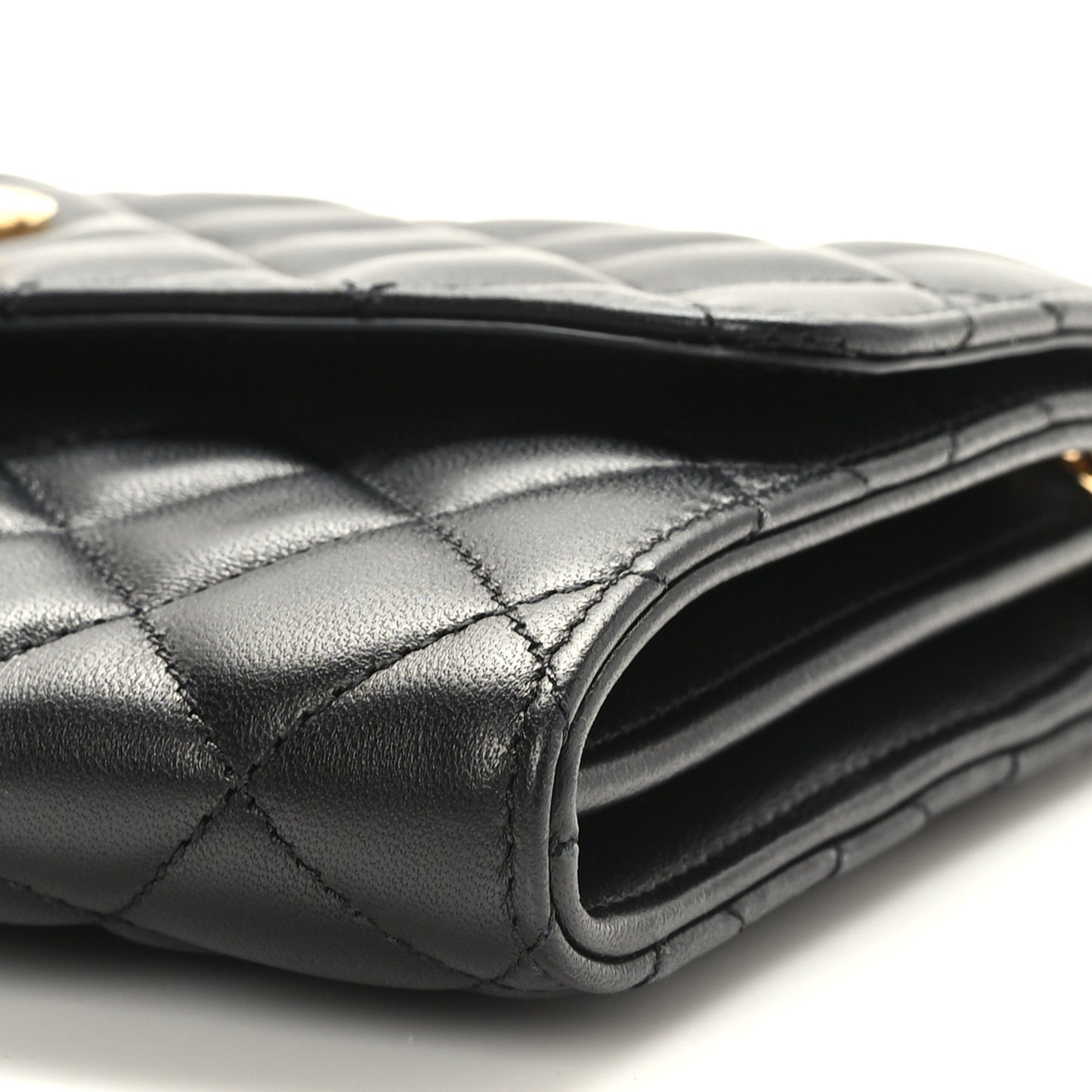 Lambskin Quilted Medusa Wallet on Chain Crossbody Black