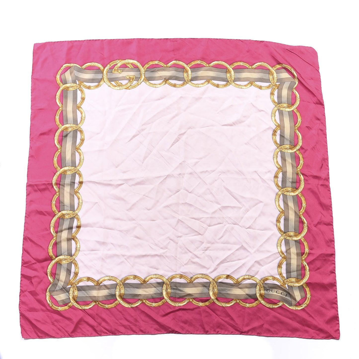 Silk Bamboo GG Web Print Scarf Pink