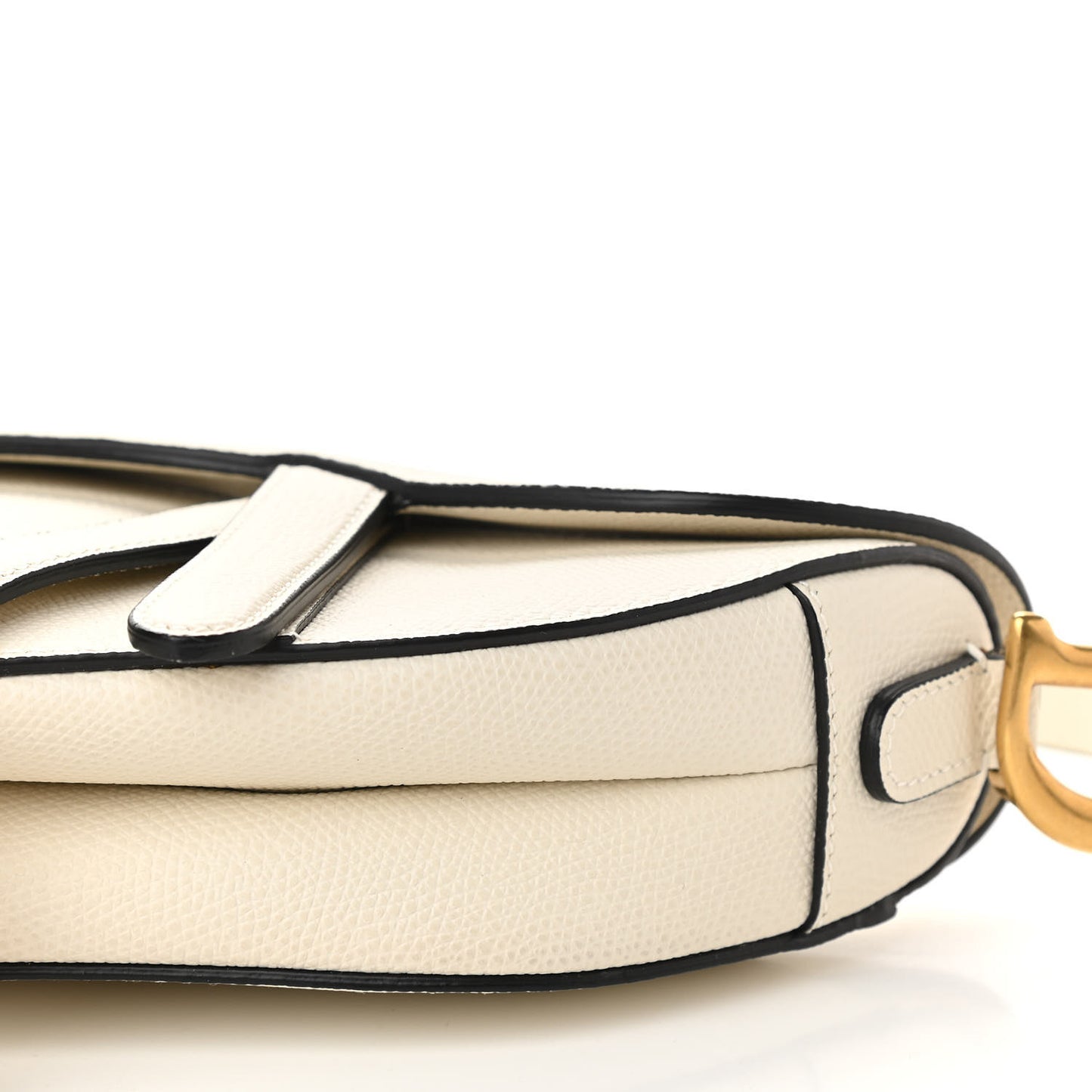 Grained Calfskin Mini Saddle Bag White