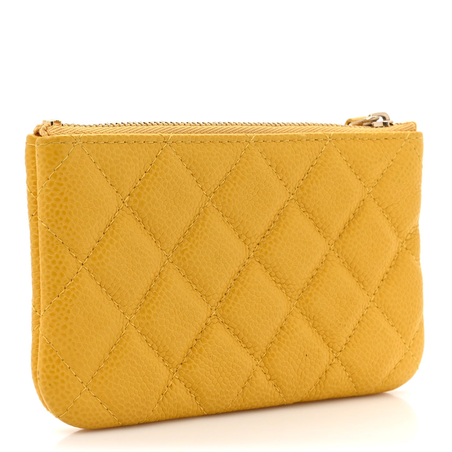 Caviar Quilted Small Cosmetic Case Yellow