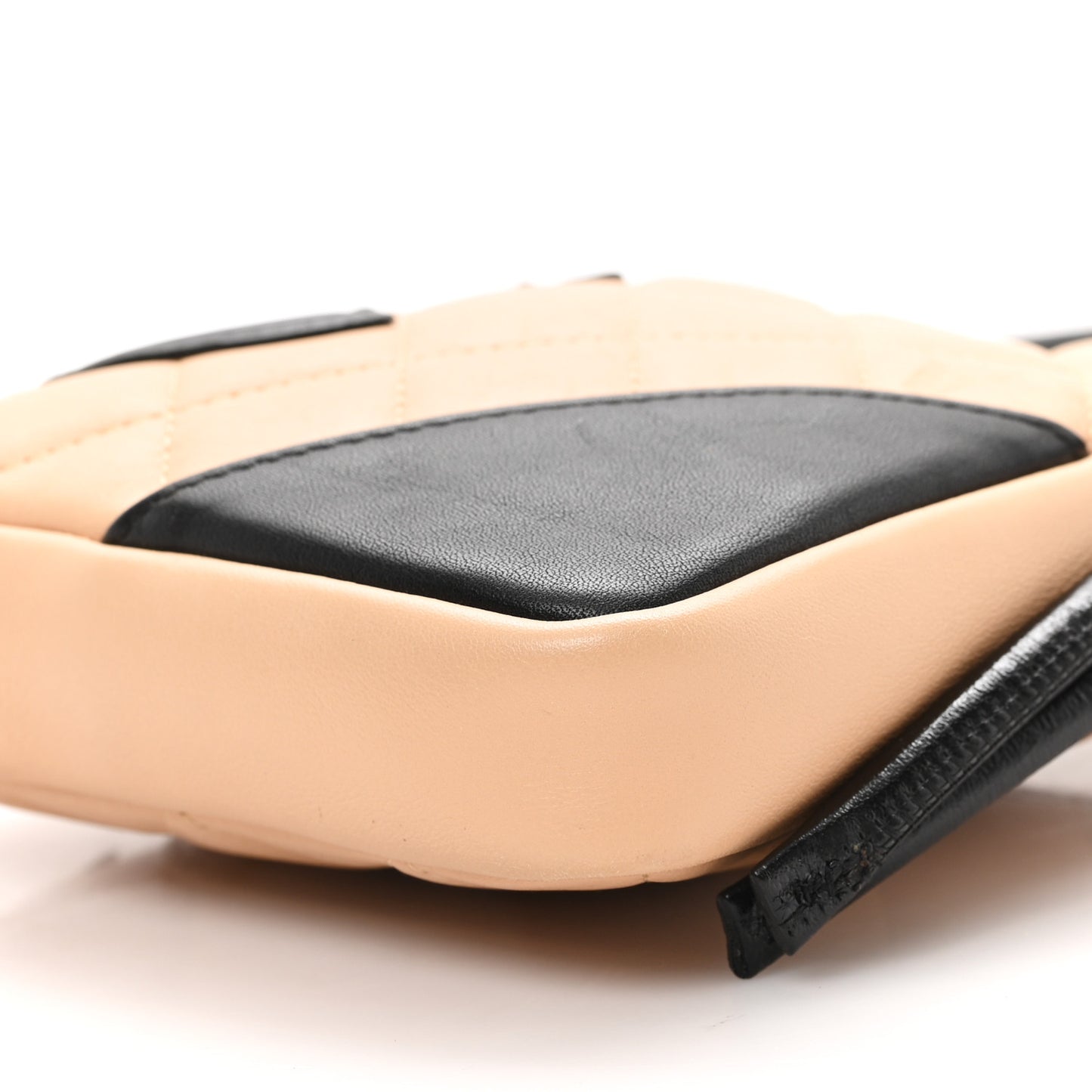Calfskin Quilted Small Cambon Messenger Beige Black
