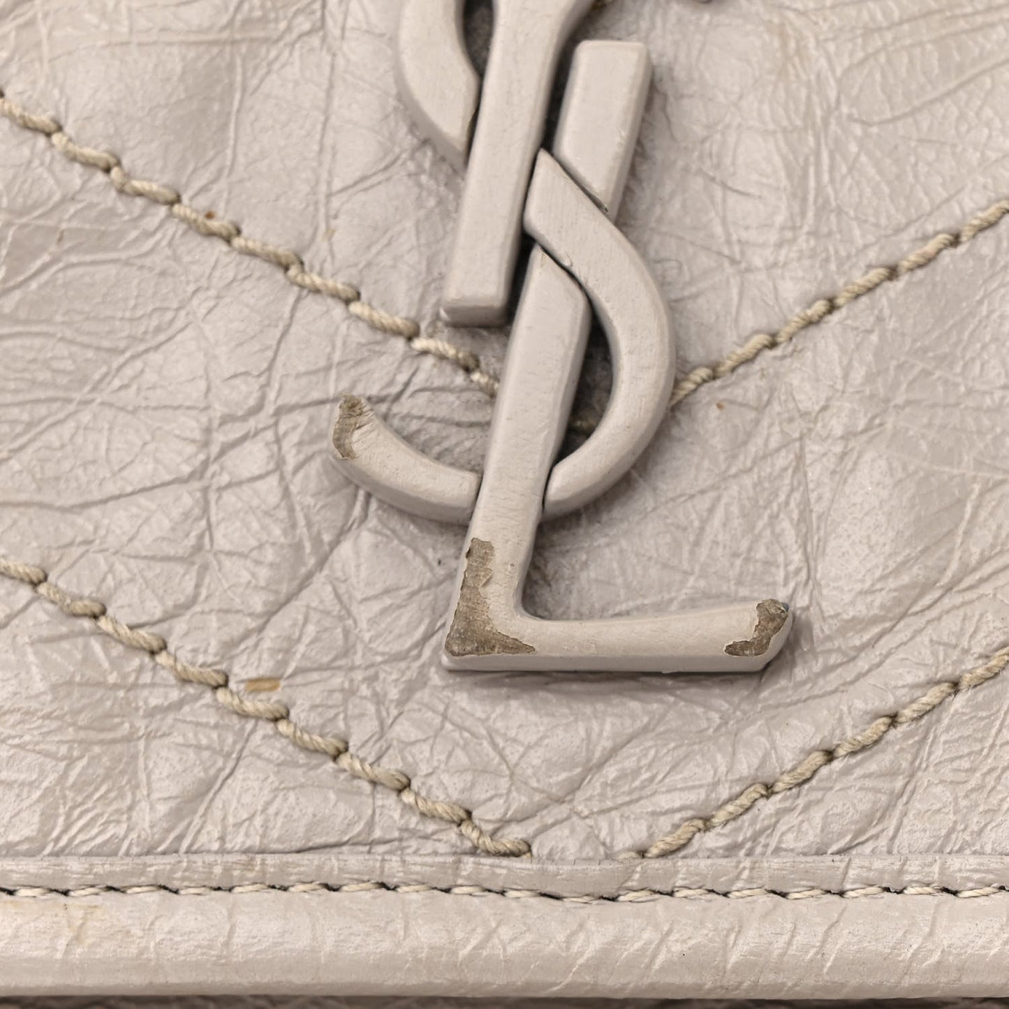 Crinkled Calfskin Matelasse Monogram Baby Niki Chain Satchel Granite