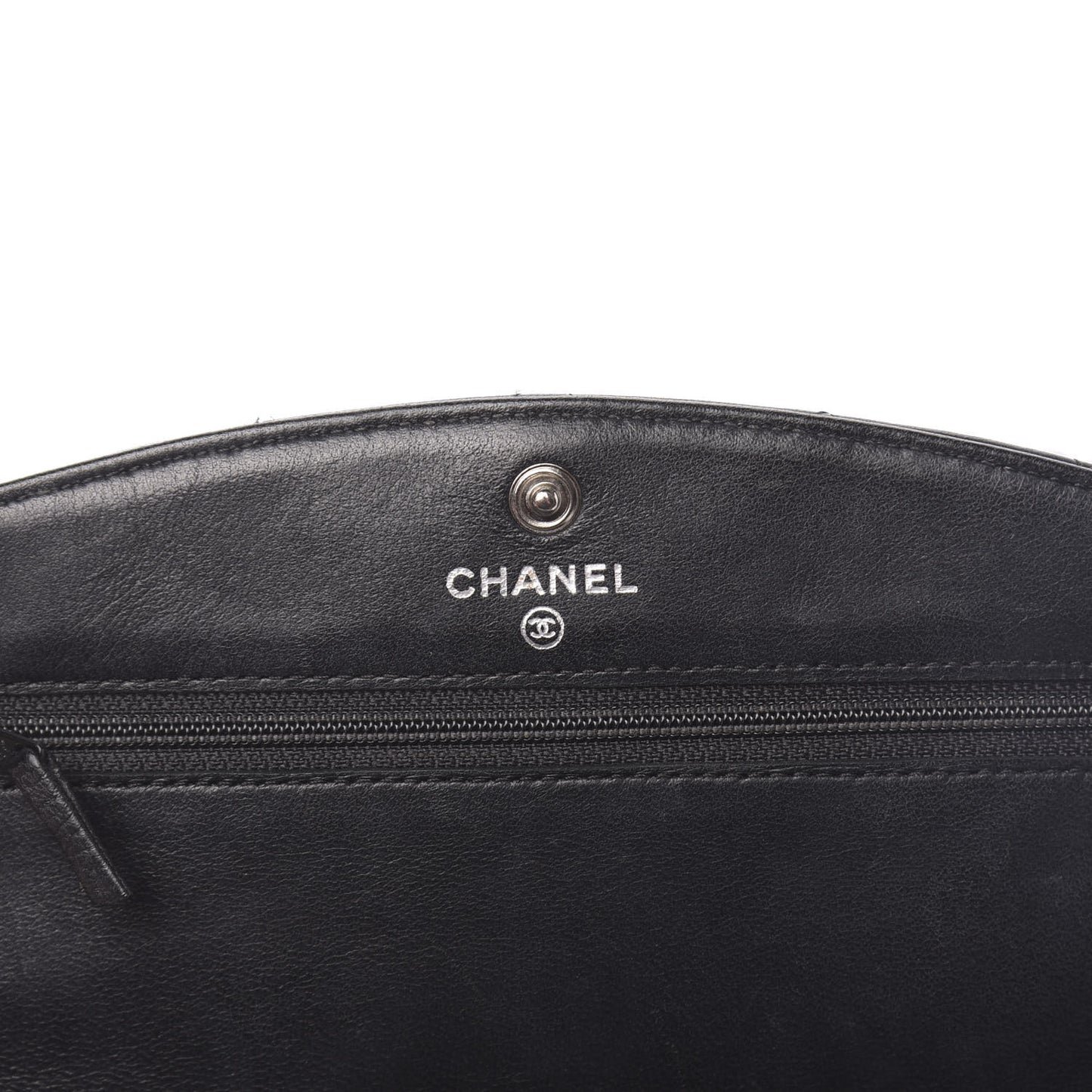 Lambskin Quilted Wallet On Chain WOC Black