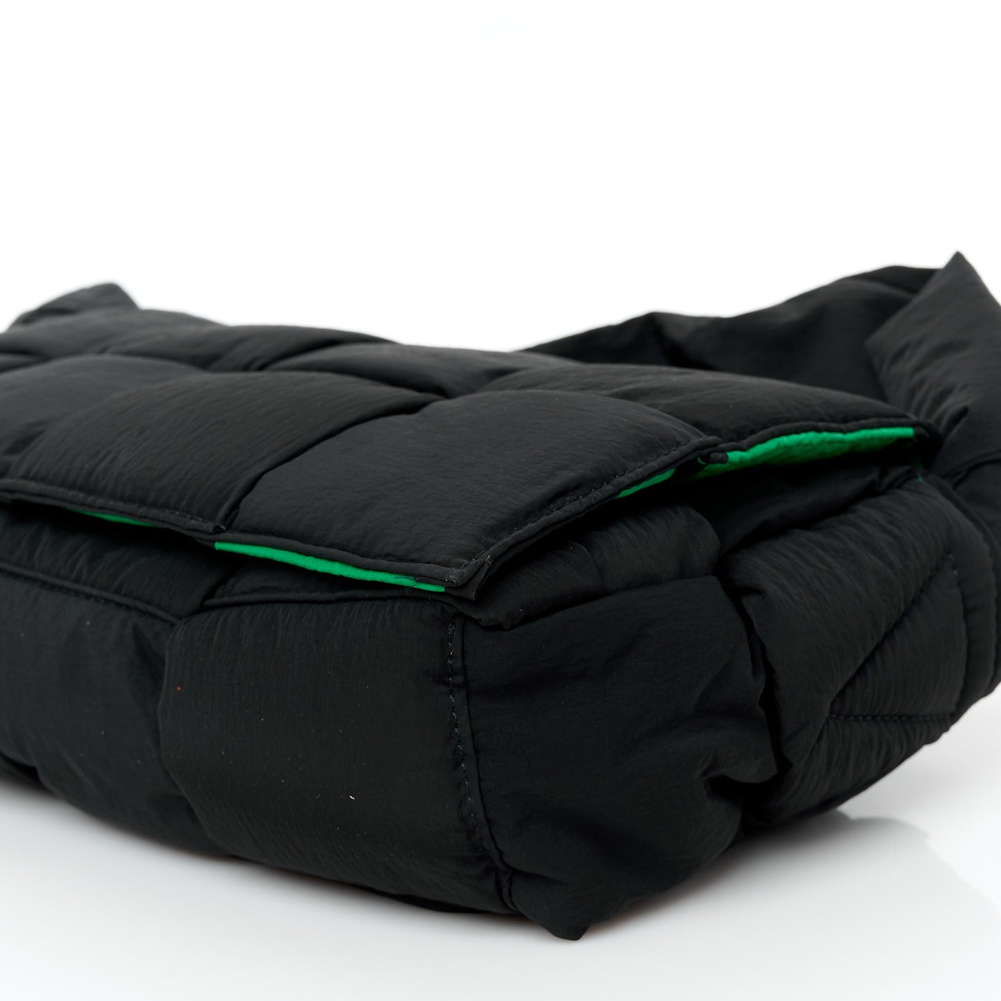 Nylon Intrecciato Padded Tech Cassette Bag Black Green
