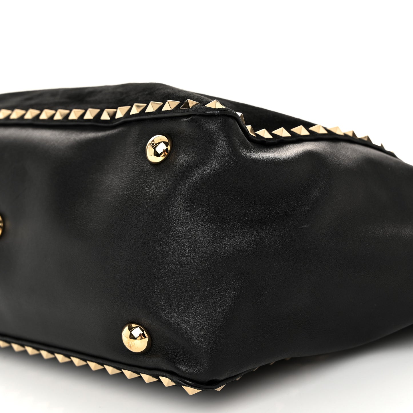 Suede Calfskin Medium Rockstud Tote Black