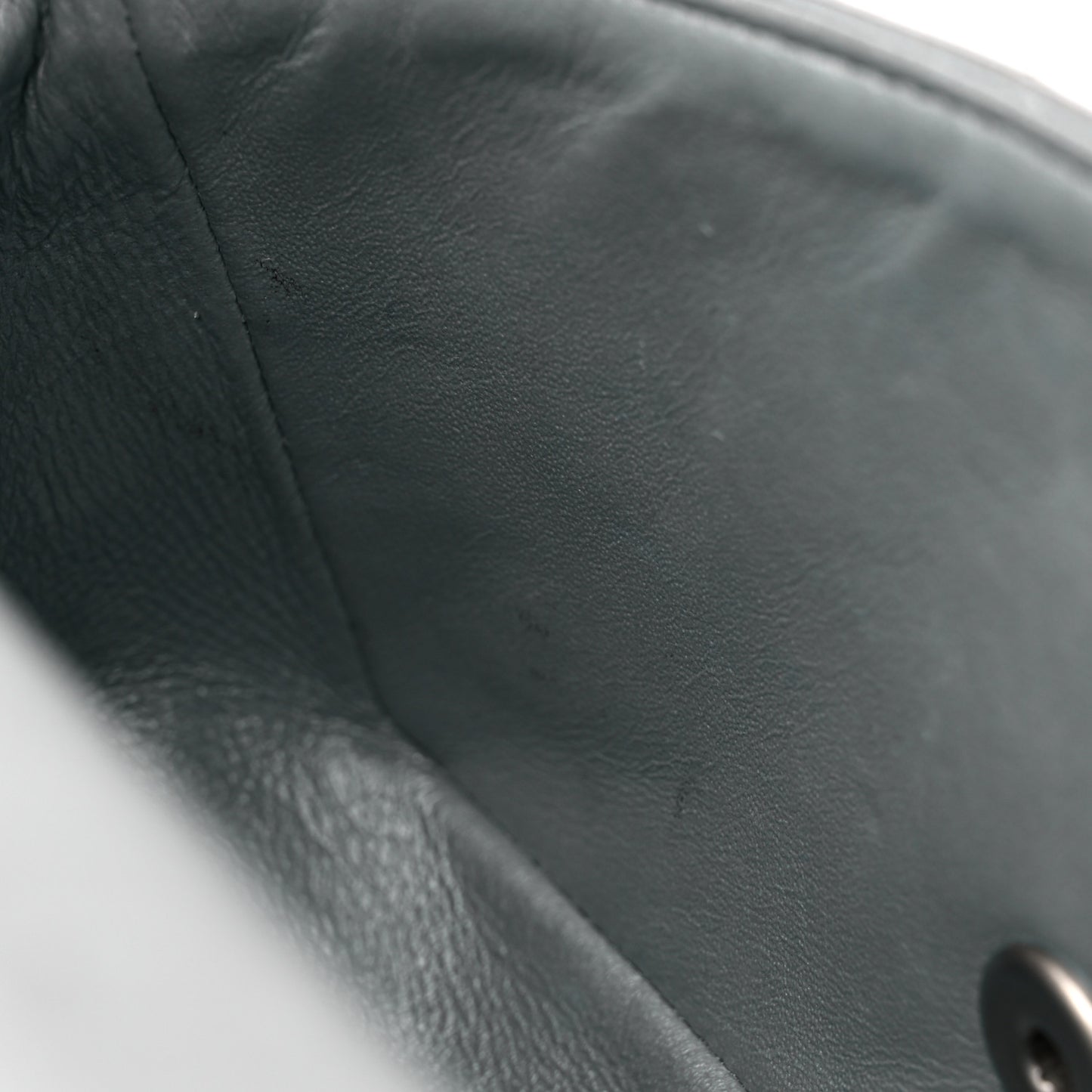 Metallic Calfskin Quilted Mini Rectangular Flap Ruthenium