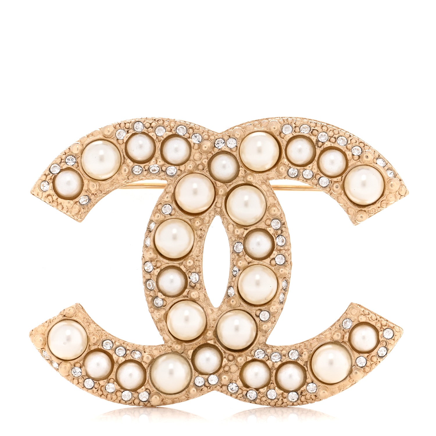銀座本店購入CHANEL CCロゴブローチ クリスタル装飾 Chanel Metal Crystal Graduated Pearl CC Brooch Gold 1873667