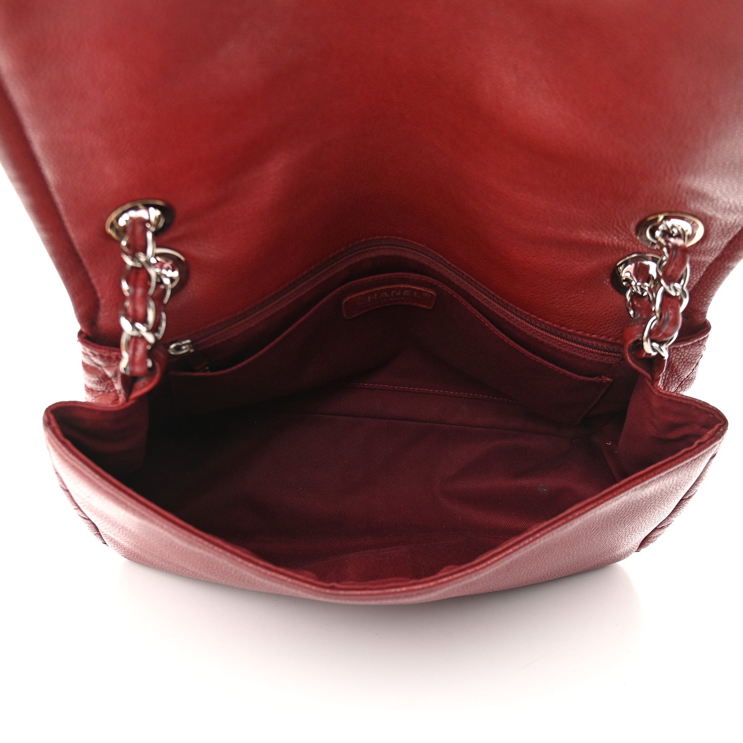 Caviar Large Timeless CC Flap Dark Red