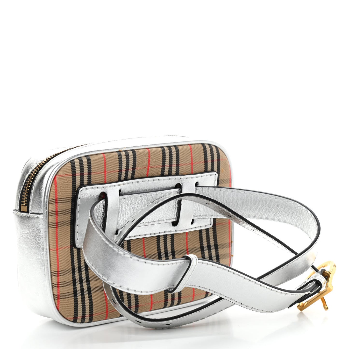 Metallic Smooth Calfskin 1983 Knight Check Link Bum Bag Silver
