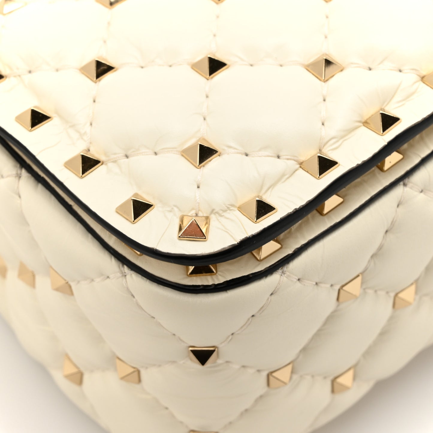 Calfskin Rockstud Spike Convertible Shoulder Bag Ivory