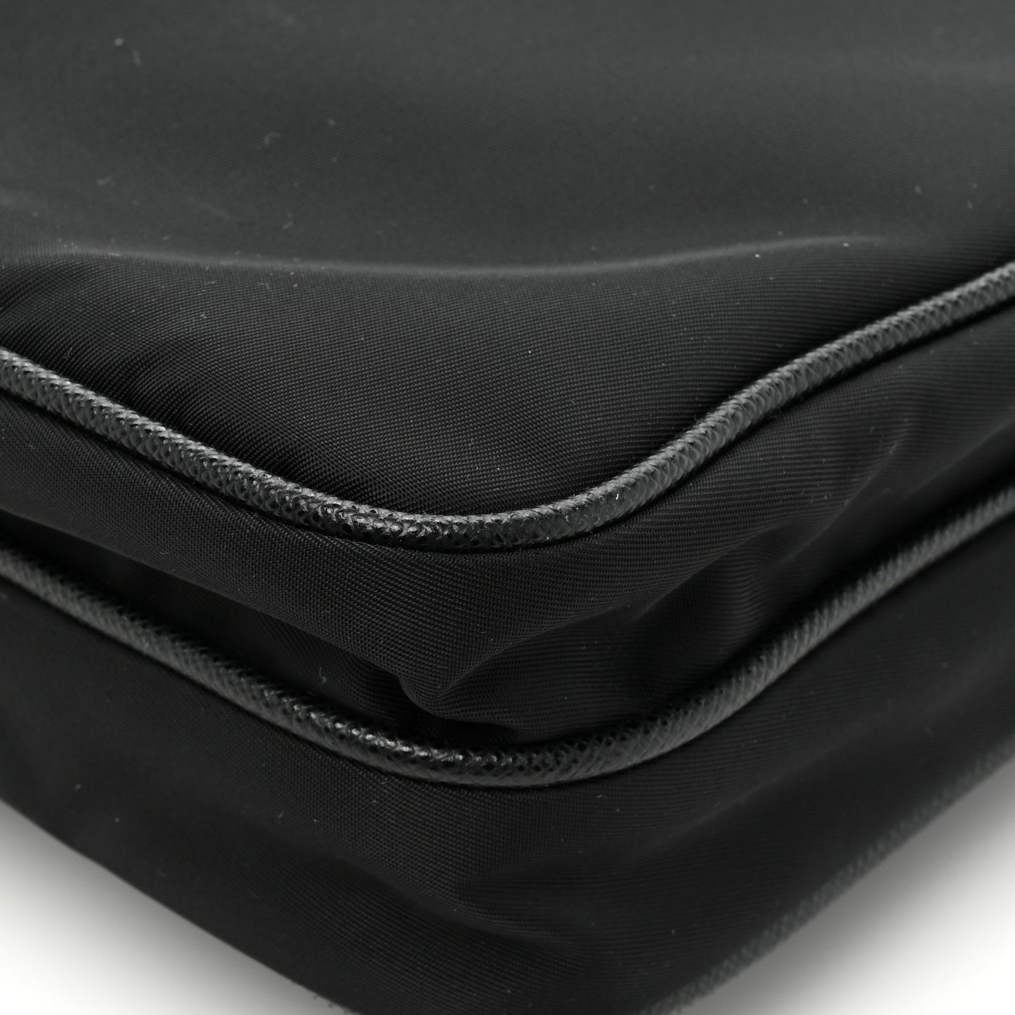 Re-Nylon Saffiano Pocket Flat Messenger Bag Black