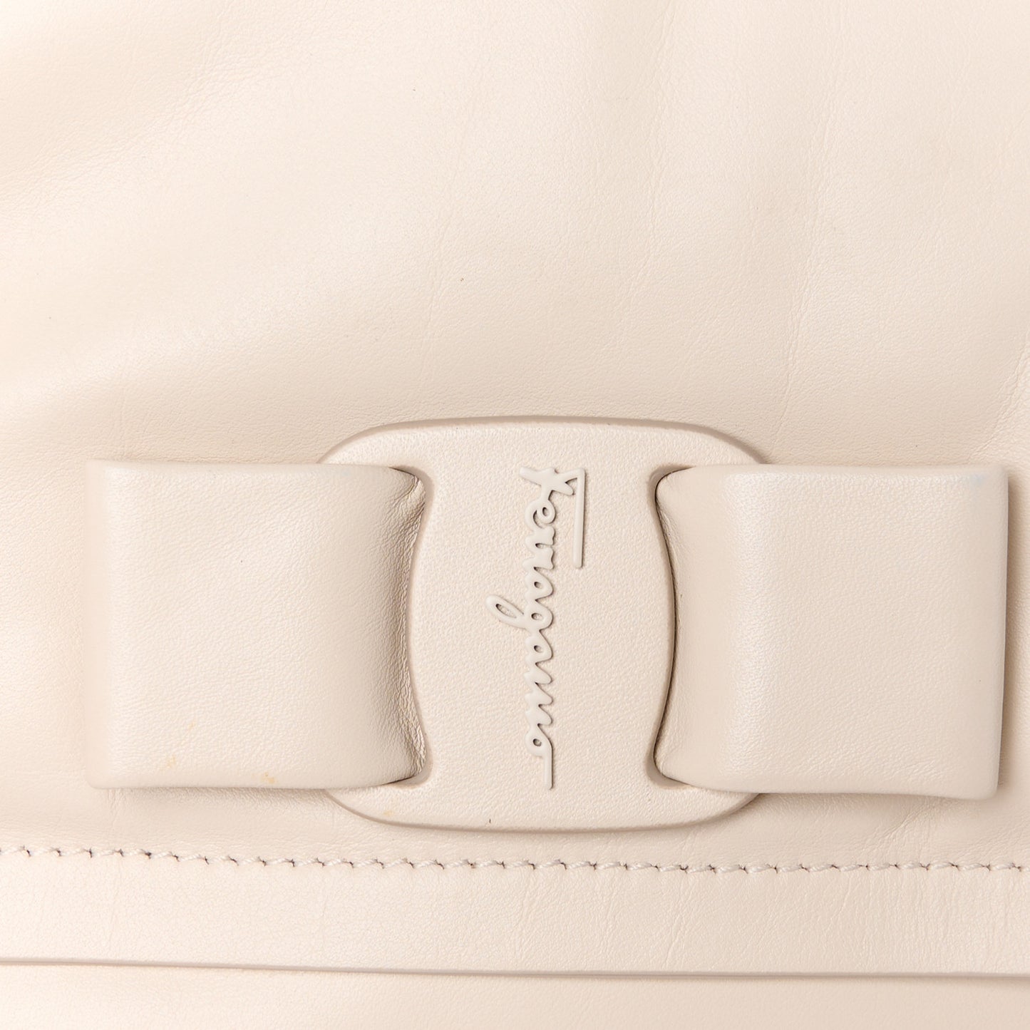 Calfskin Small Viva Bow Shoulder Bag Bone