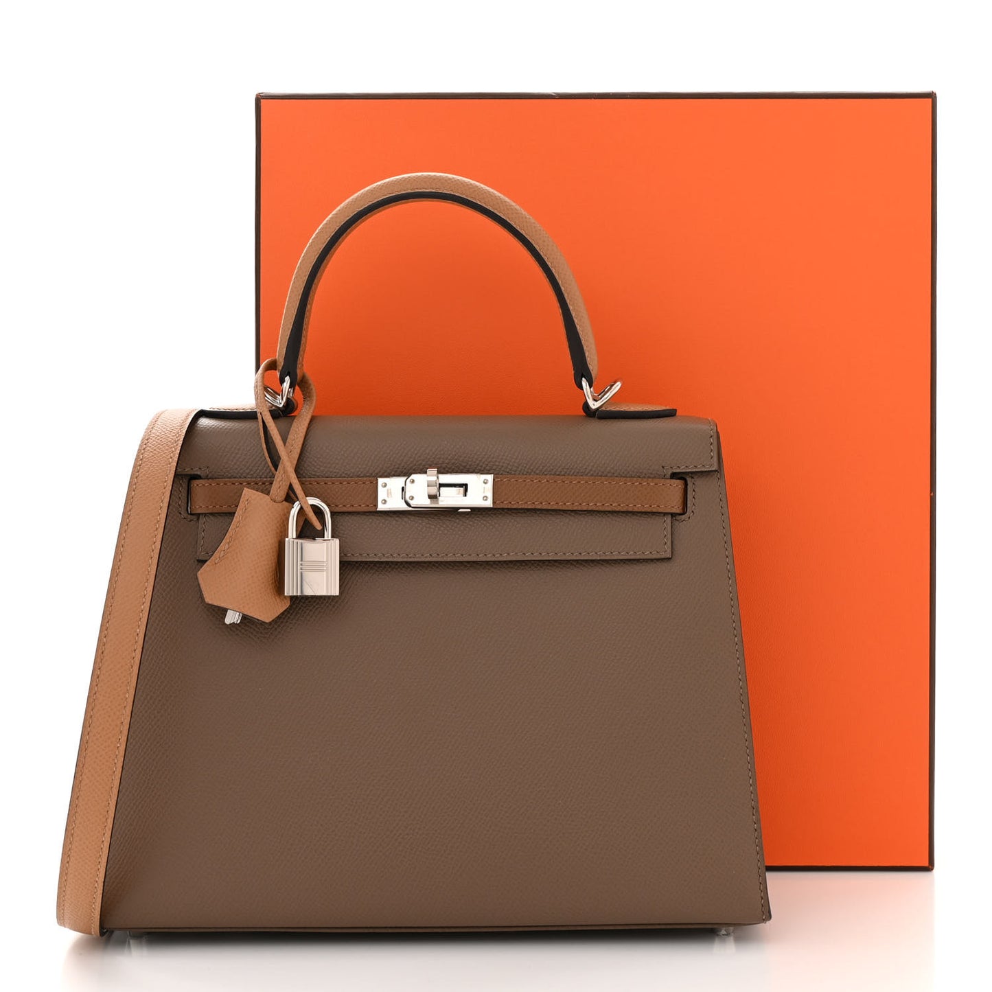 Epsom Tri-Color Kelly Sellier 25 Etoupe Alezan Biscuit