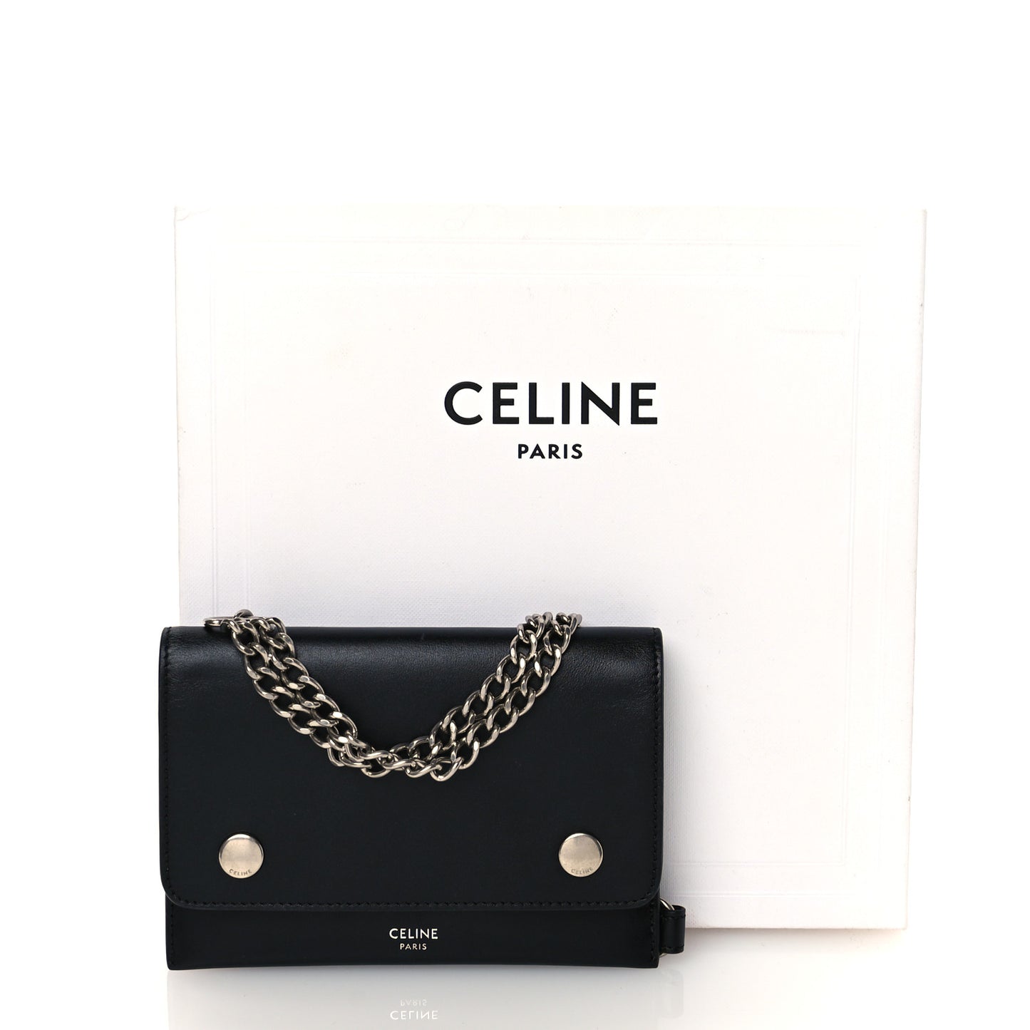Smooth Calfskin Biker Wallet On Chain Black