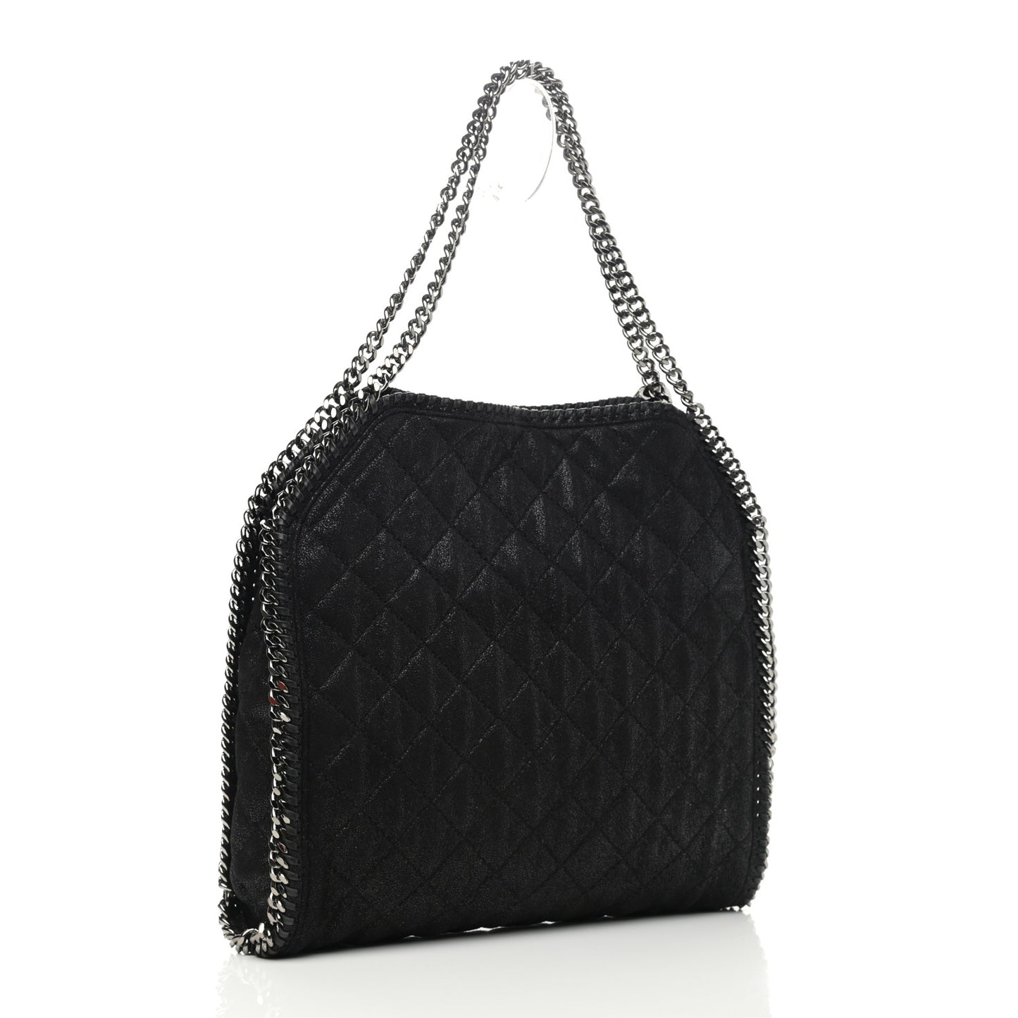 Shaggy Deer Quilted Falabella Fold Over Tote Black