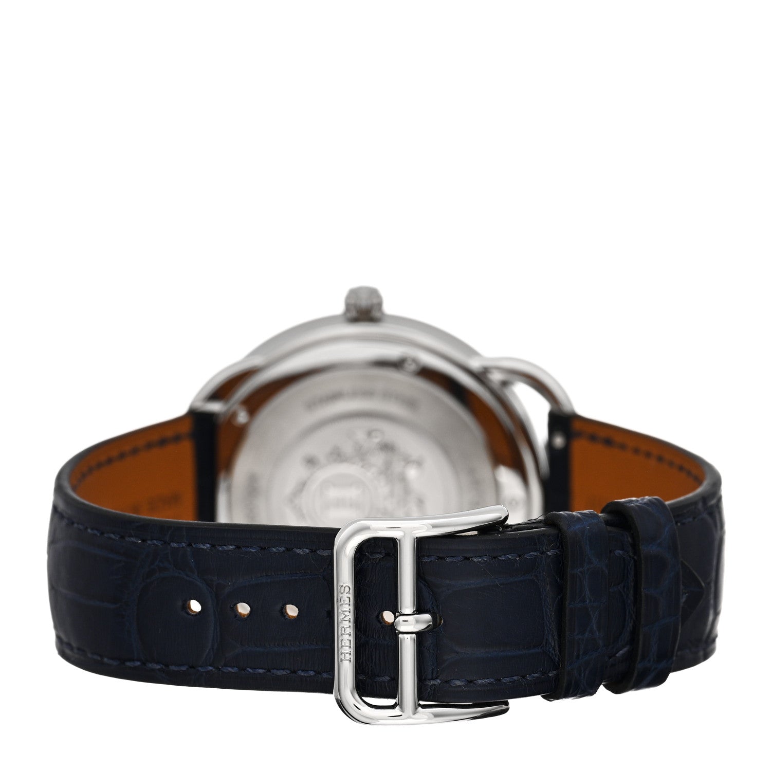 Hermes Stainless Steel Alligator 40mm Arceau Quartz Watch Bleu Abysse 3 of 5