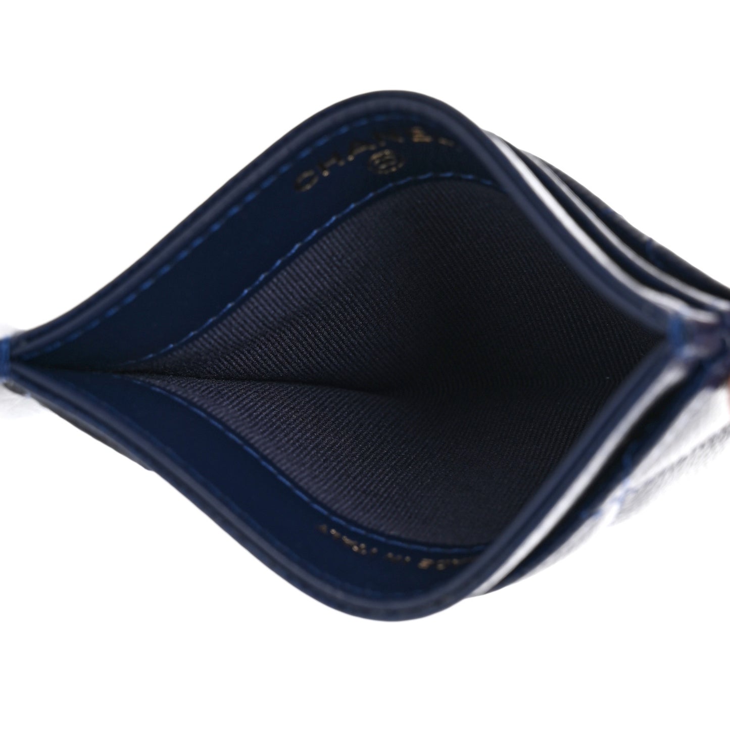 Caviar Quilted Card Holder Navy