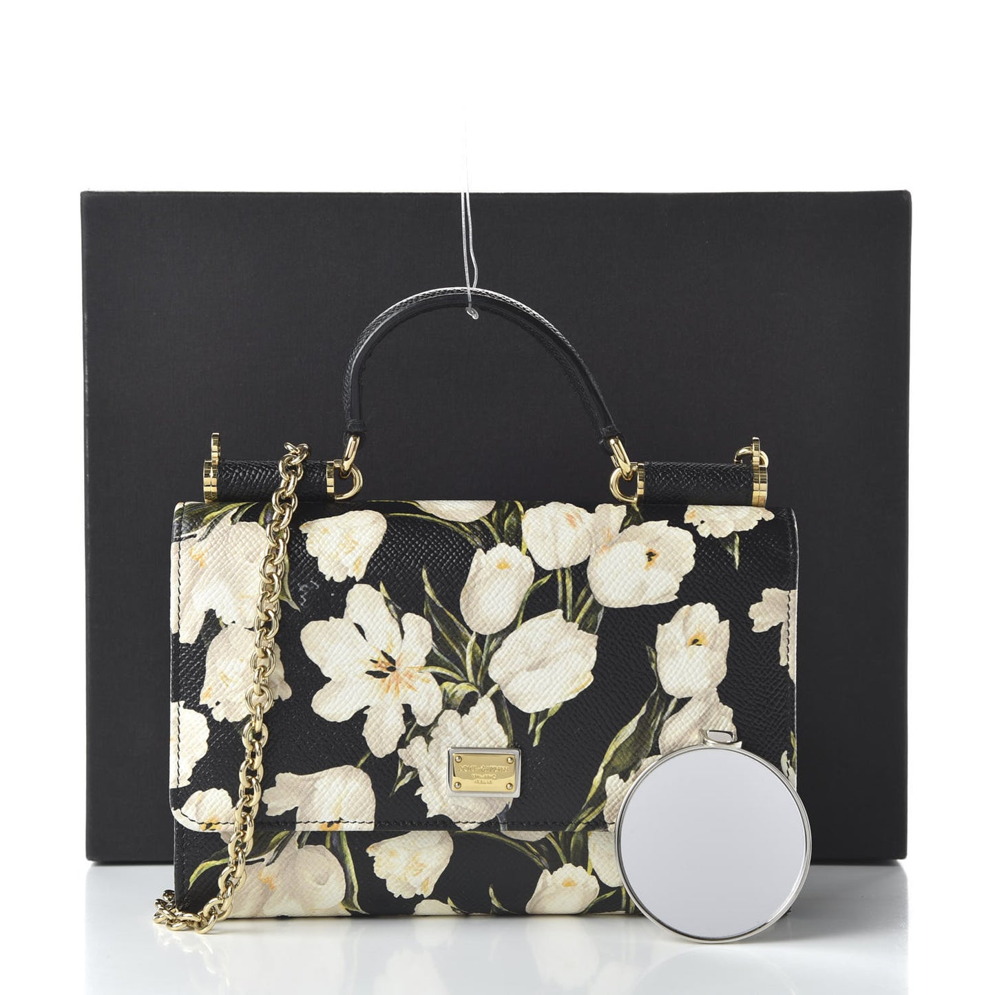 Dauphine Tulip Print Mini Von Bag Black