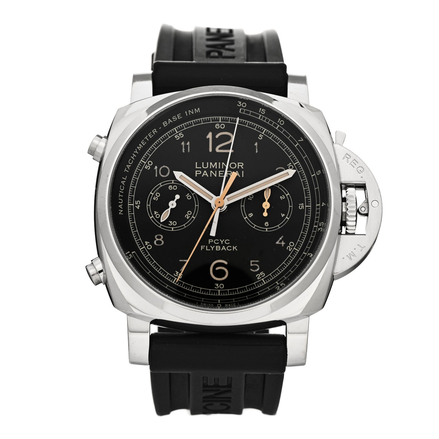 Panerai Stainless Steel Rubber 44mm Luminor 1950 3 Days Chrono Flyback Automatic Watch Black PAM00653 1 of 4