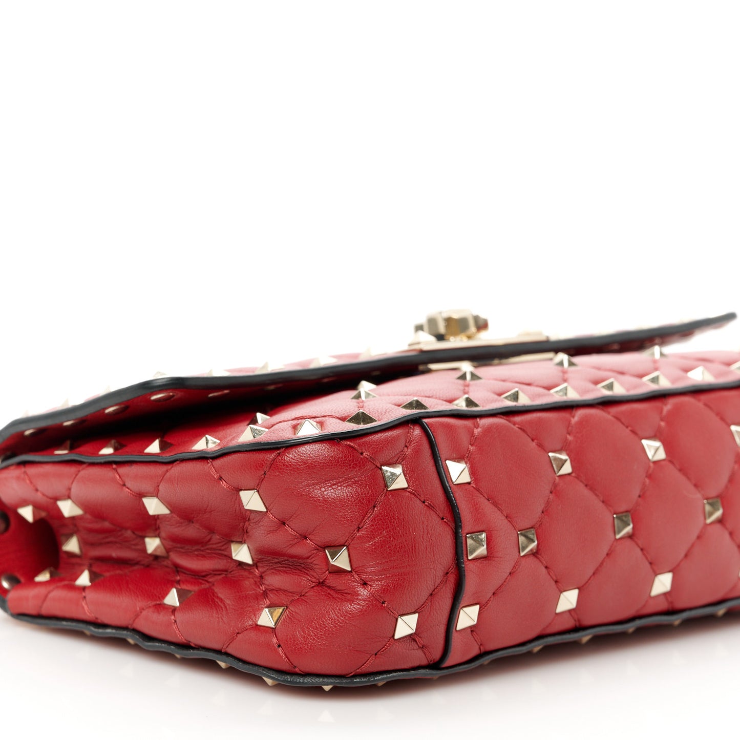 Nappa Small Rockstud Spike Shoulder Bag Rosso Valentino