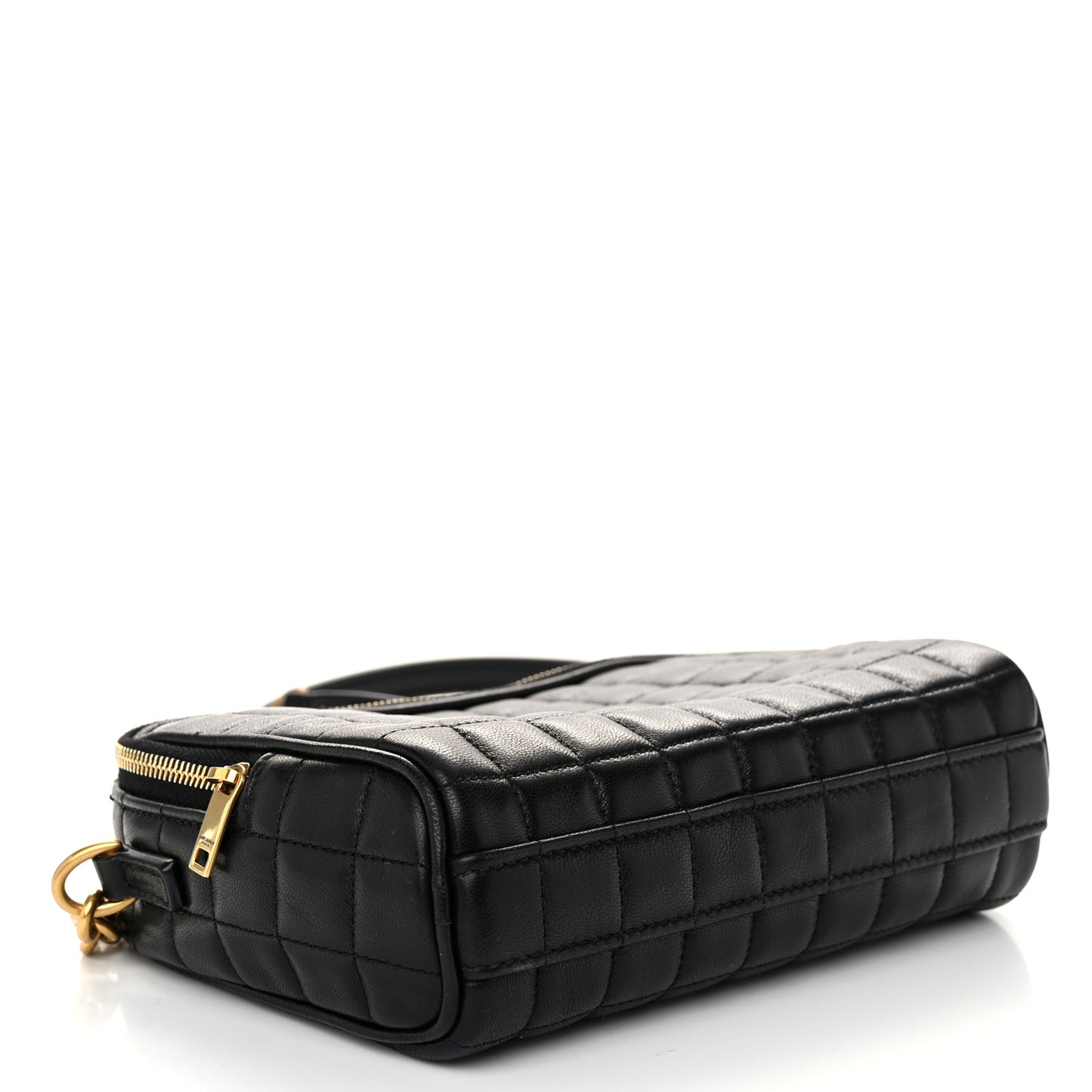 Lambskin Carre Quilted Cassandre Mini Camera Bag Black
