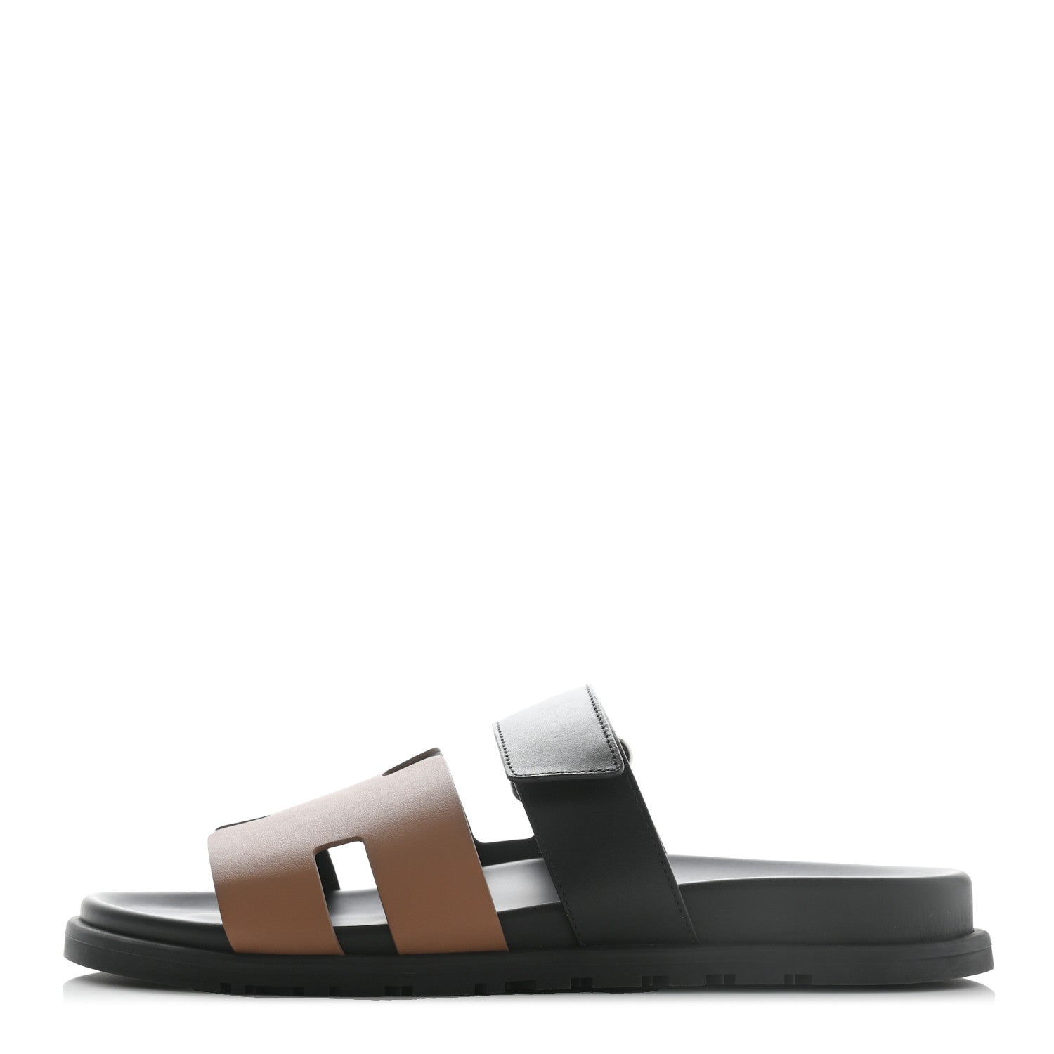 Hermes Calfskin Mens Chypre Sandals 42 Naturel Safari Black 1 of 8