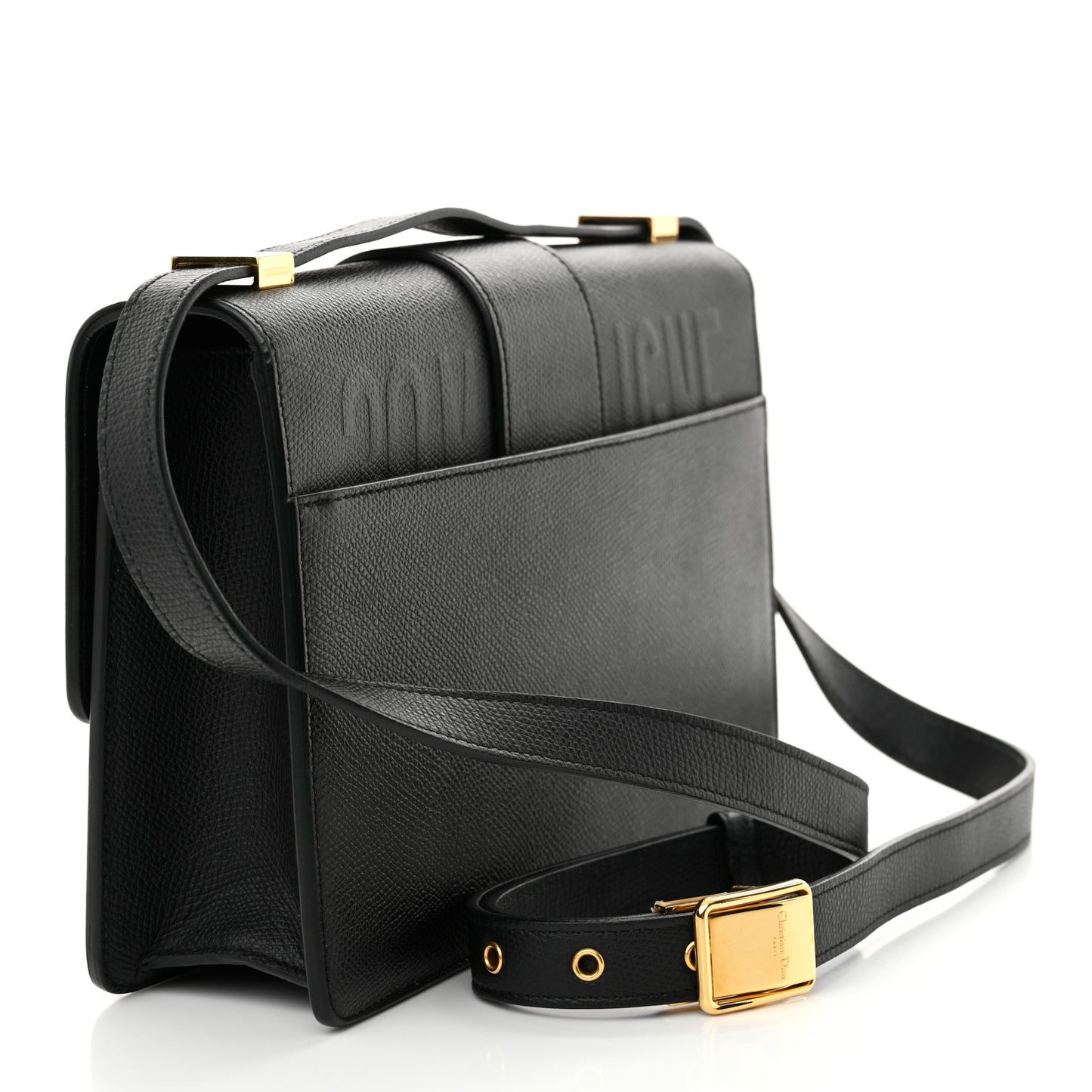 Grained Calfskin 30 Montaigne Flap Bag Black