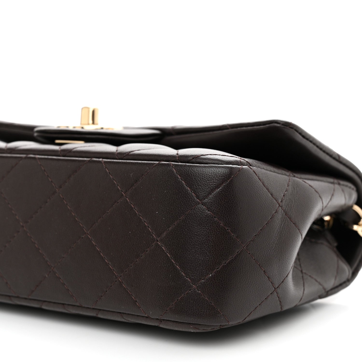 Chanel Lambskin Quilted Mini Rectangular Flap Dark Brown 10 of 11