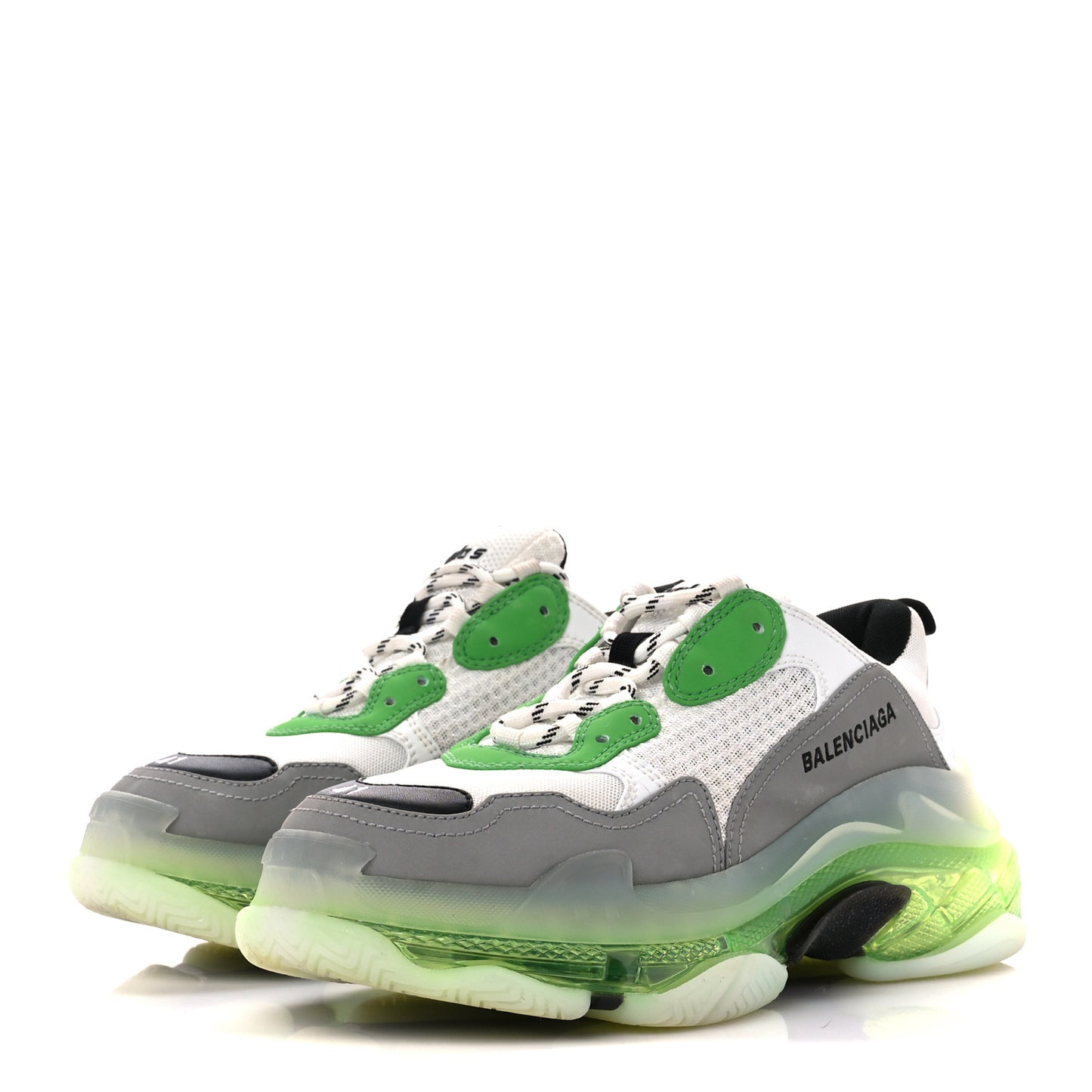 Fabric Mesh Clear Sole Mens Triple S Sneakers 41 White Green Grey