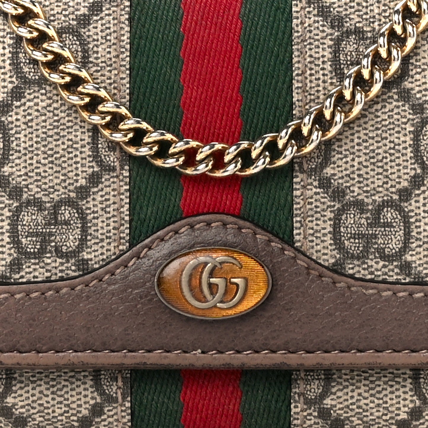 GG Supreme Monogram Web Ophidia Wallet On Chain Brown