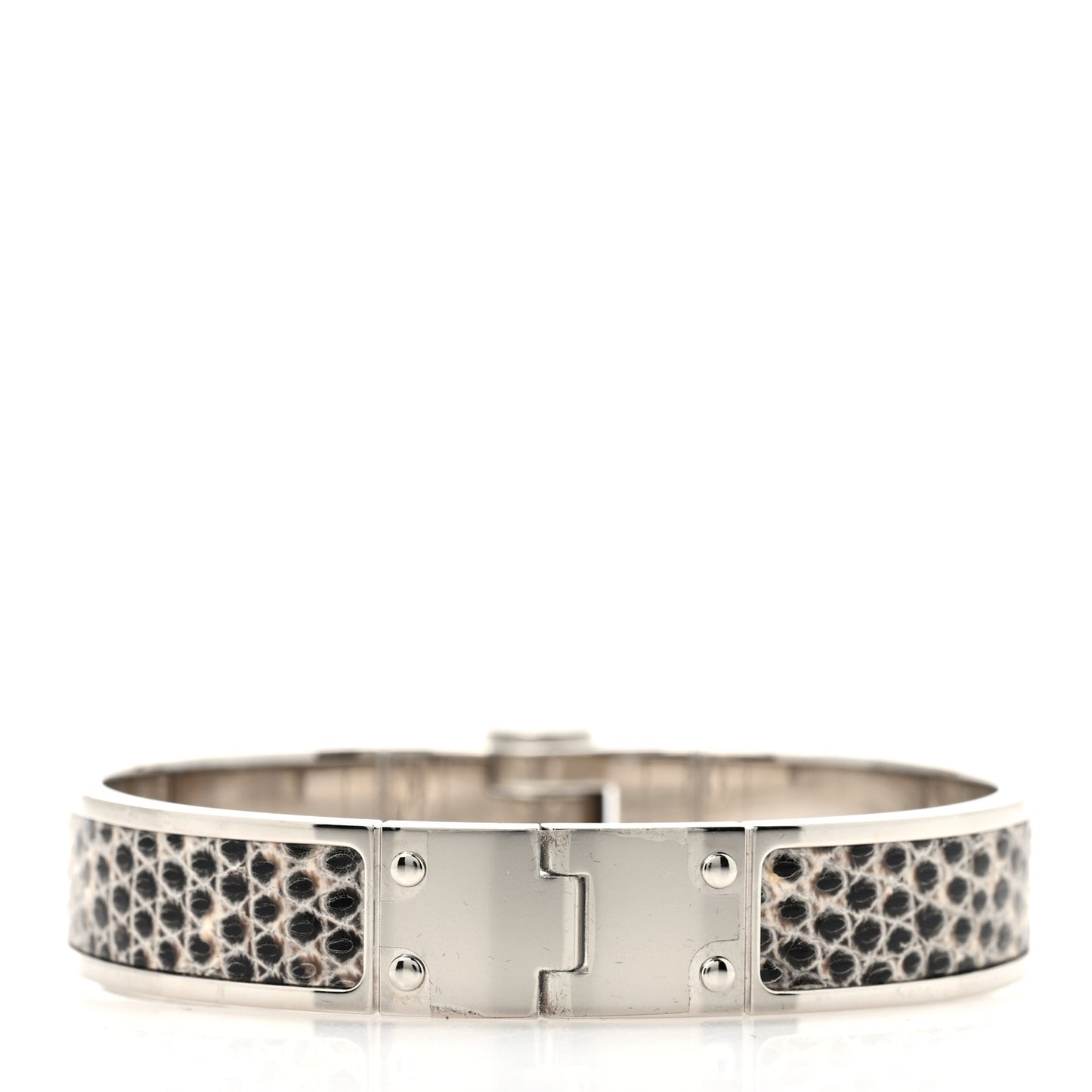 Lizard Charniere Cuir Narrow Hinged Bracelet M Ombre