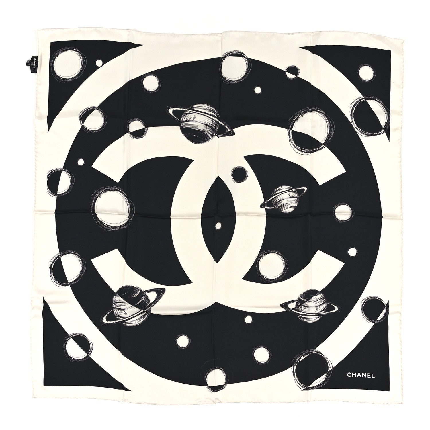 Chanel Silk CC Planet Scarf White Black 1802508 – FASHIONPHILE
