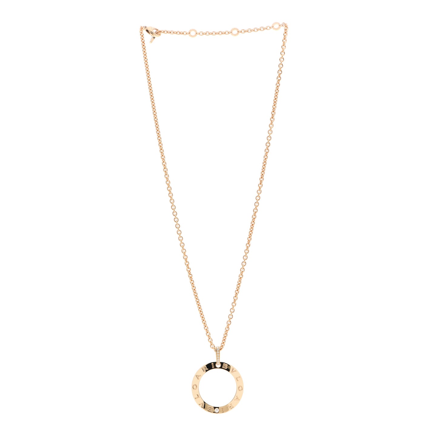18K Yellow Gold Diamond BVLGARI BVLGARI Circle Pendant Necklace