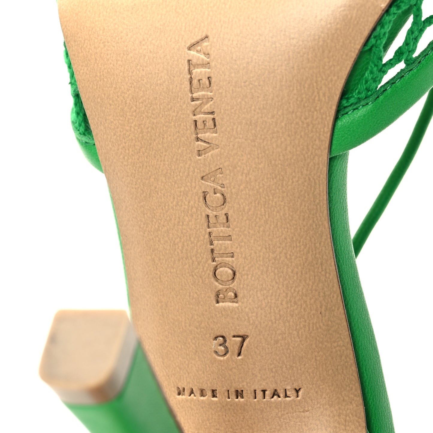 Mesh Nappa Stretch Ankle Tie 90mm Sandals 37 Grass