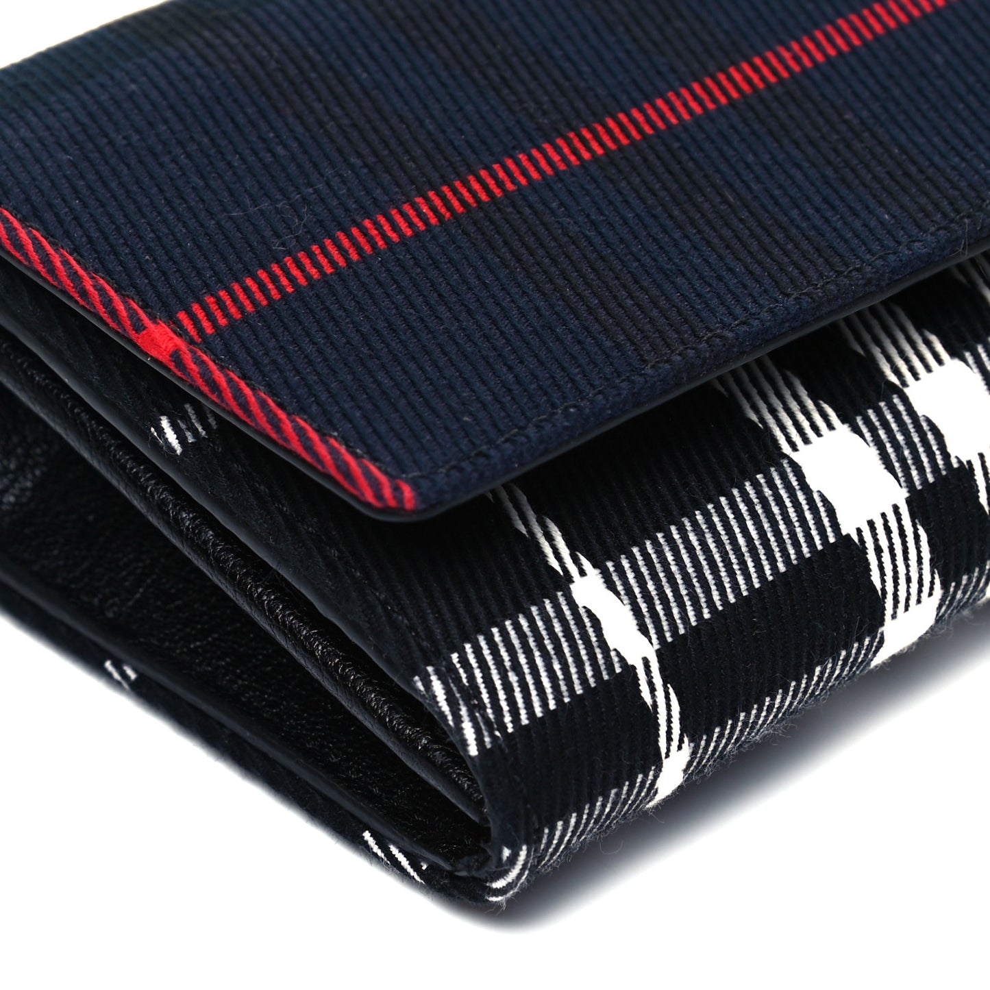Canvas Tartan Check Mix Henley Wallet on Chain Blue Multicolor