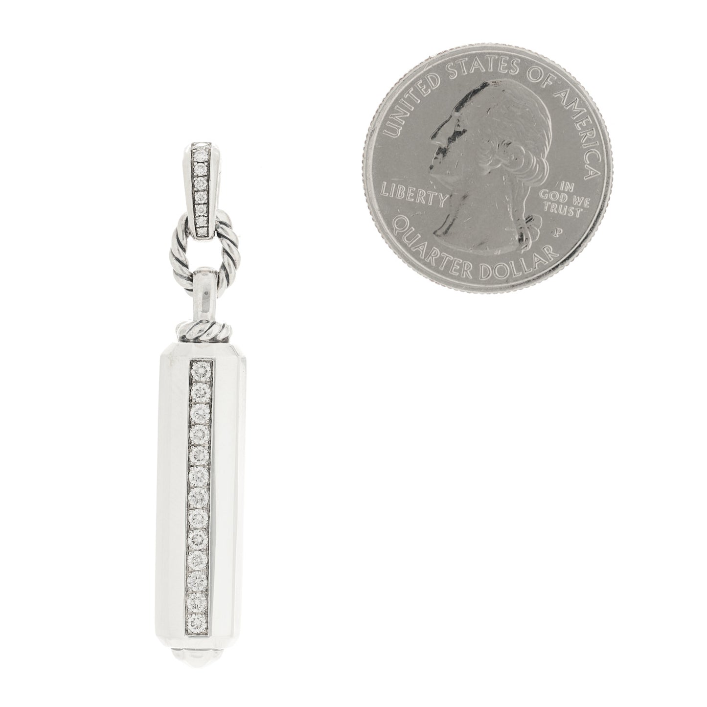 Sterling Silver Diamond Lexington Barrel Pendant