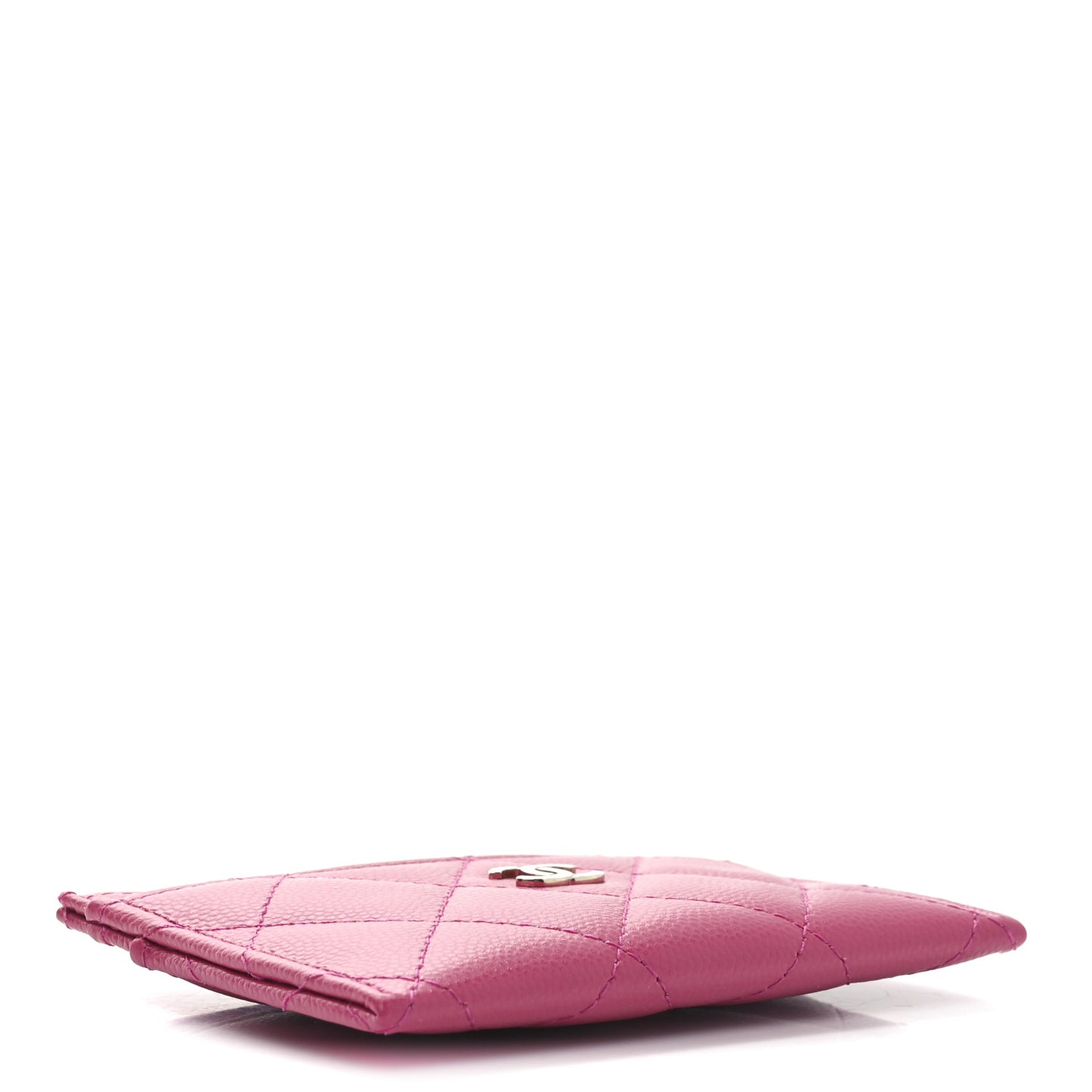Caviar Quilted Card Holder Fuchsia