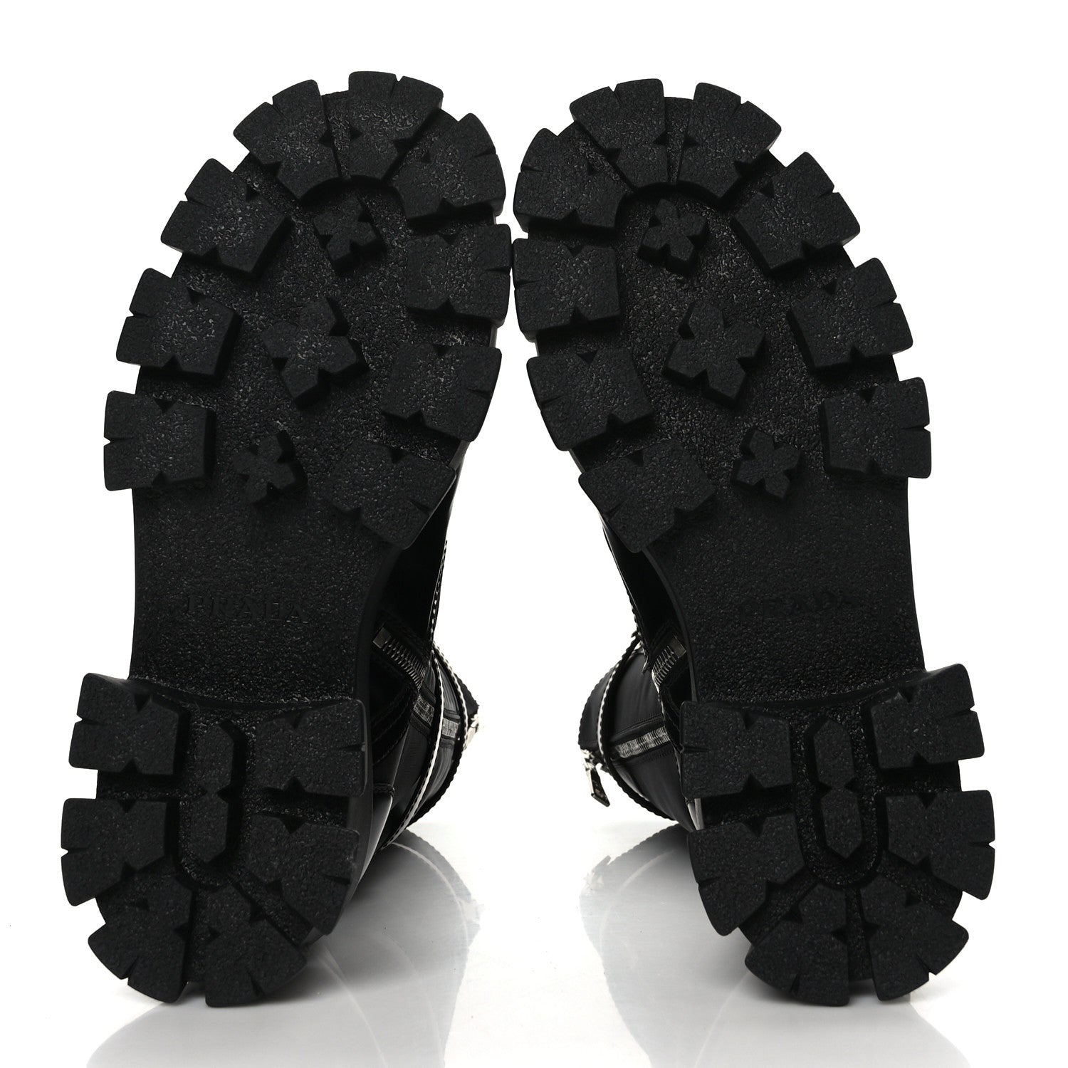 Prada Spazzolato Rois Re-Nylon Metal Triangle Logo Monolith Pouch Pocket 55mm Tall Combat Boots 39.5 Black 6 of 8