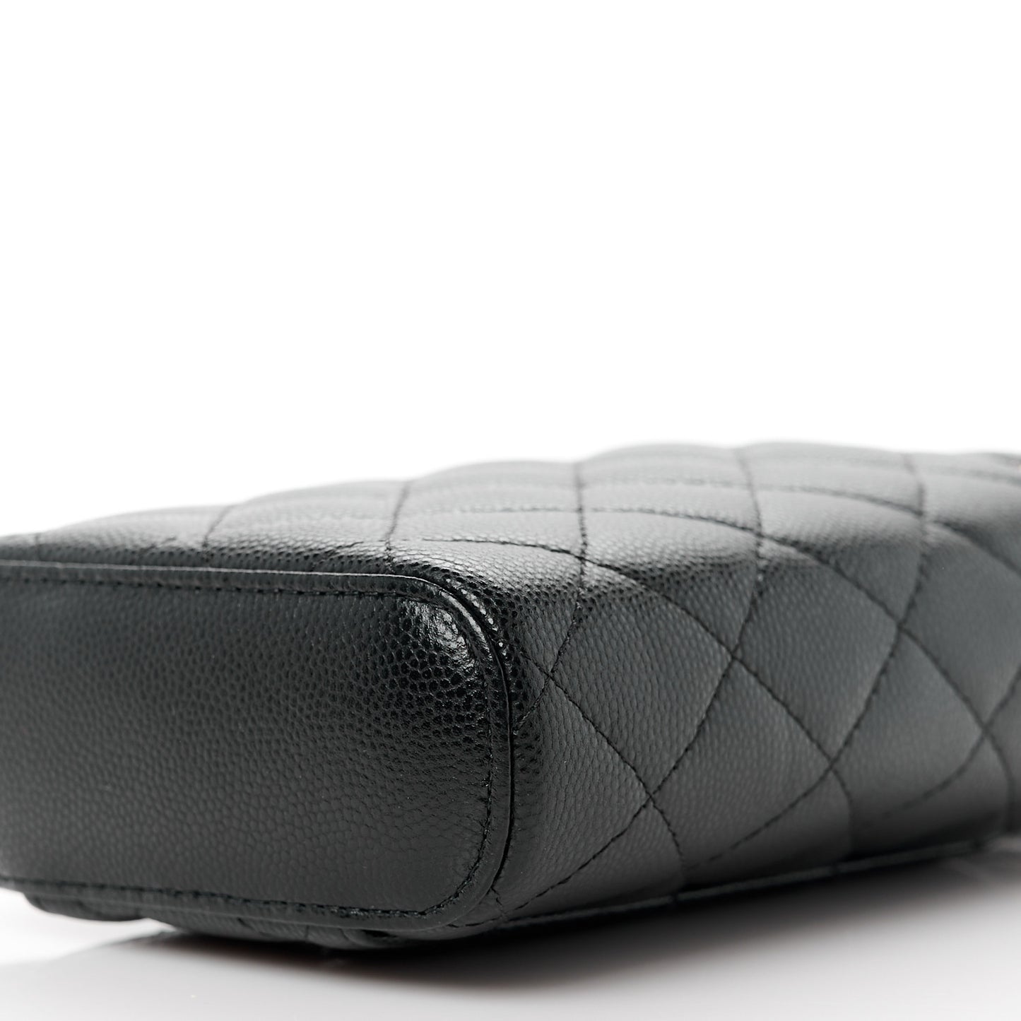 Caviar Quilted Phone Holder With Chain Black