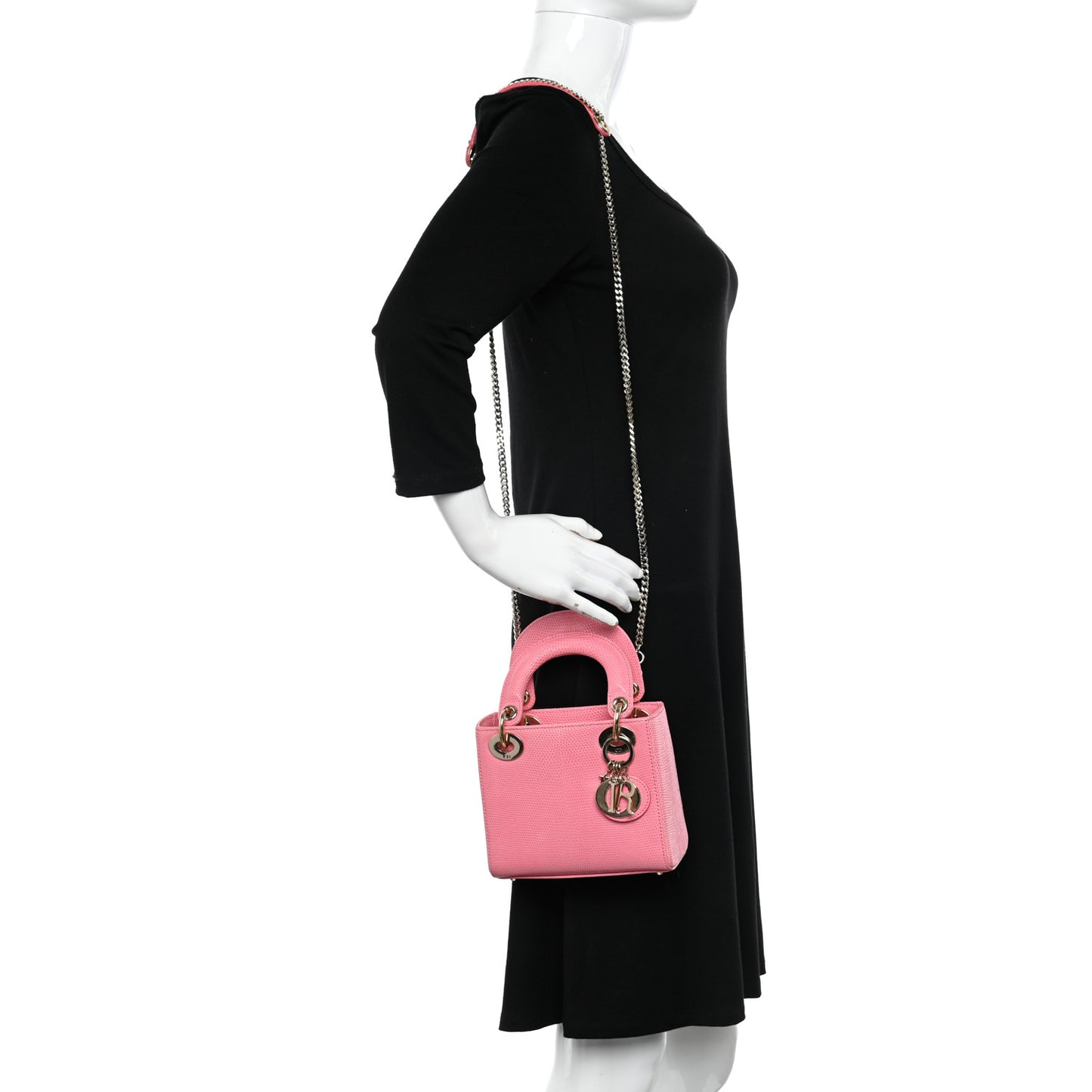 Lizard Mini Lady Dior Pink